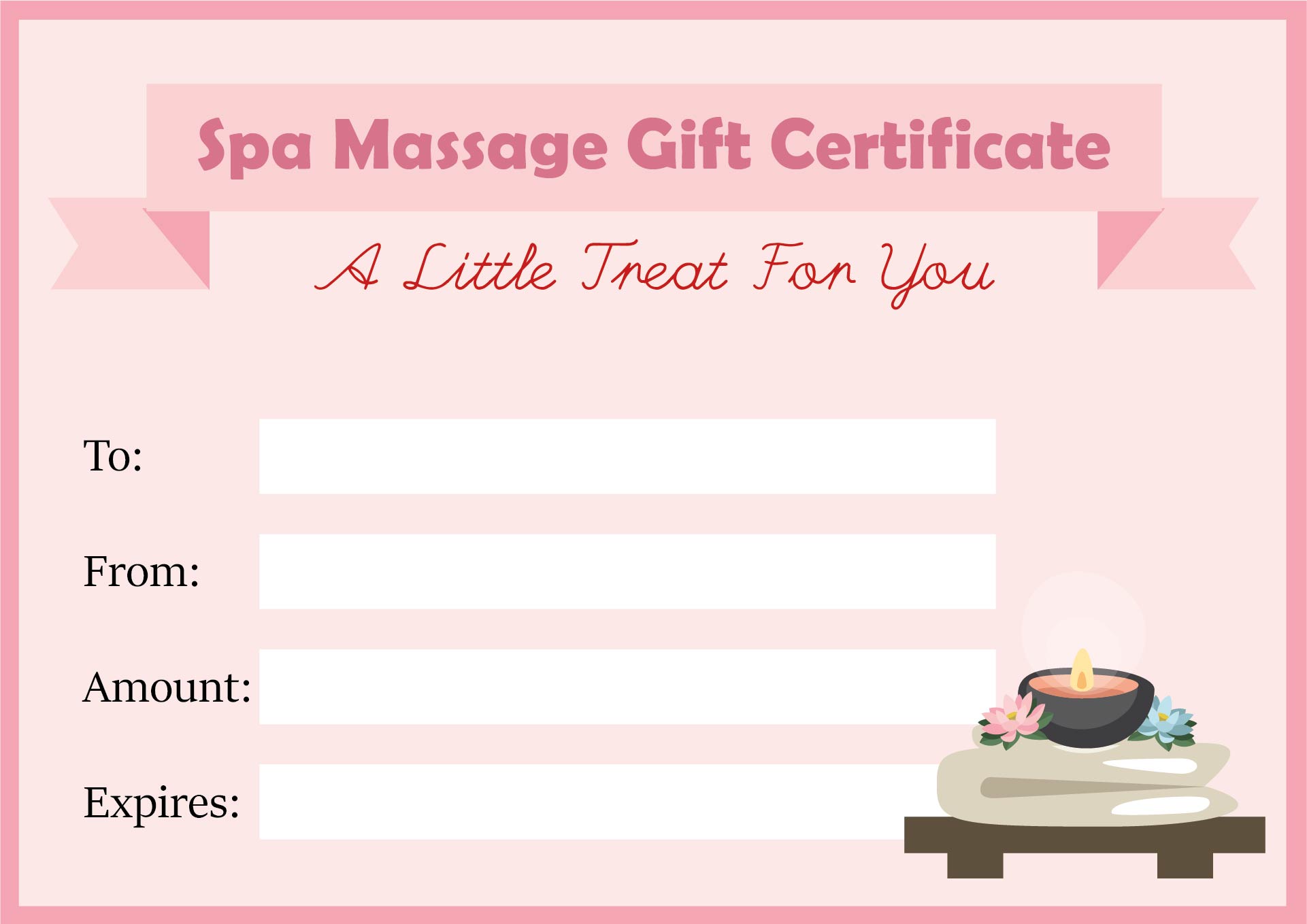 Printable Spa Massage Gift Certificate