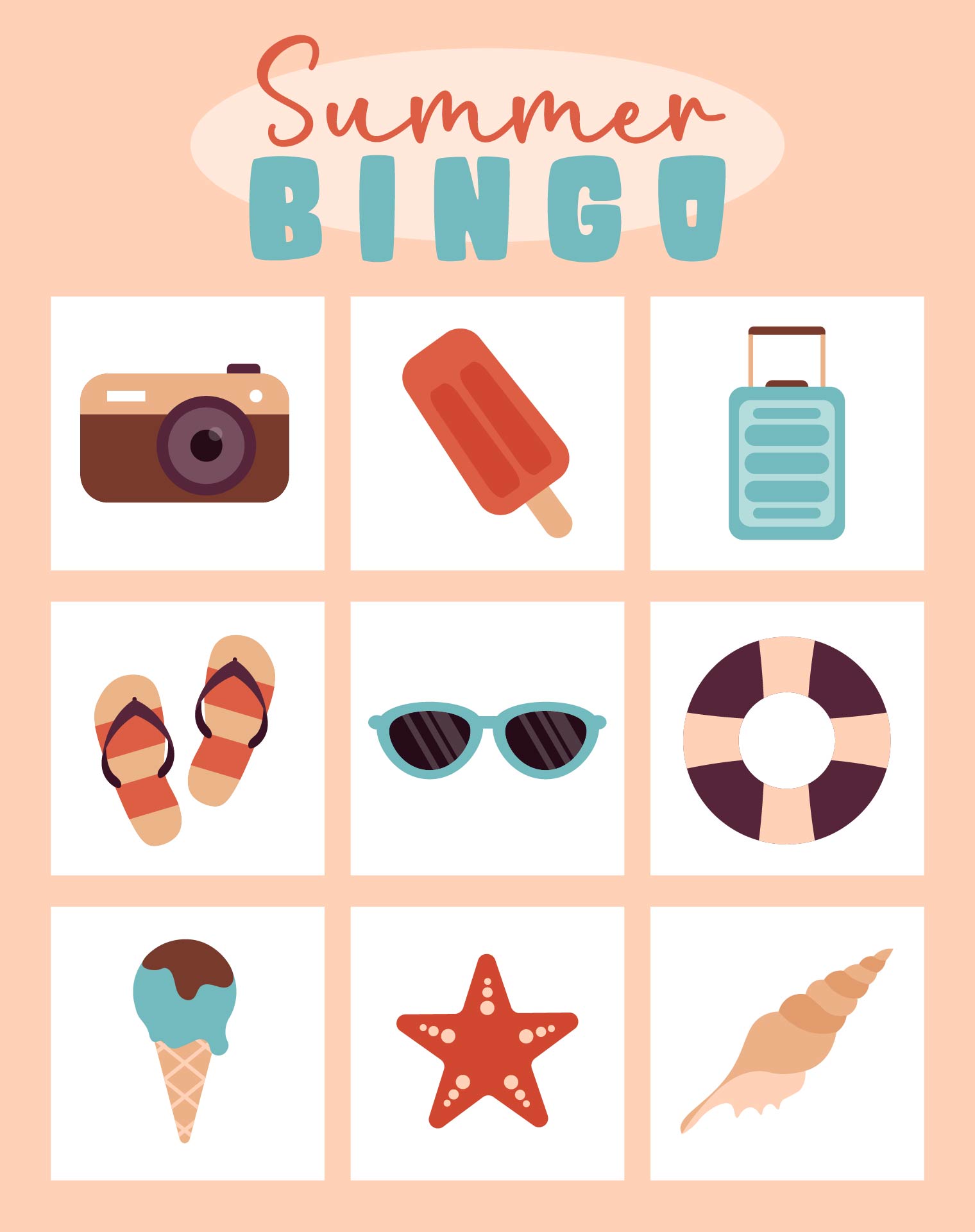 Printable Summer Bingo Cards