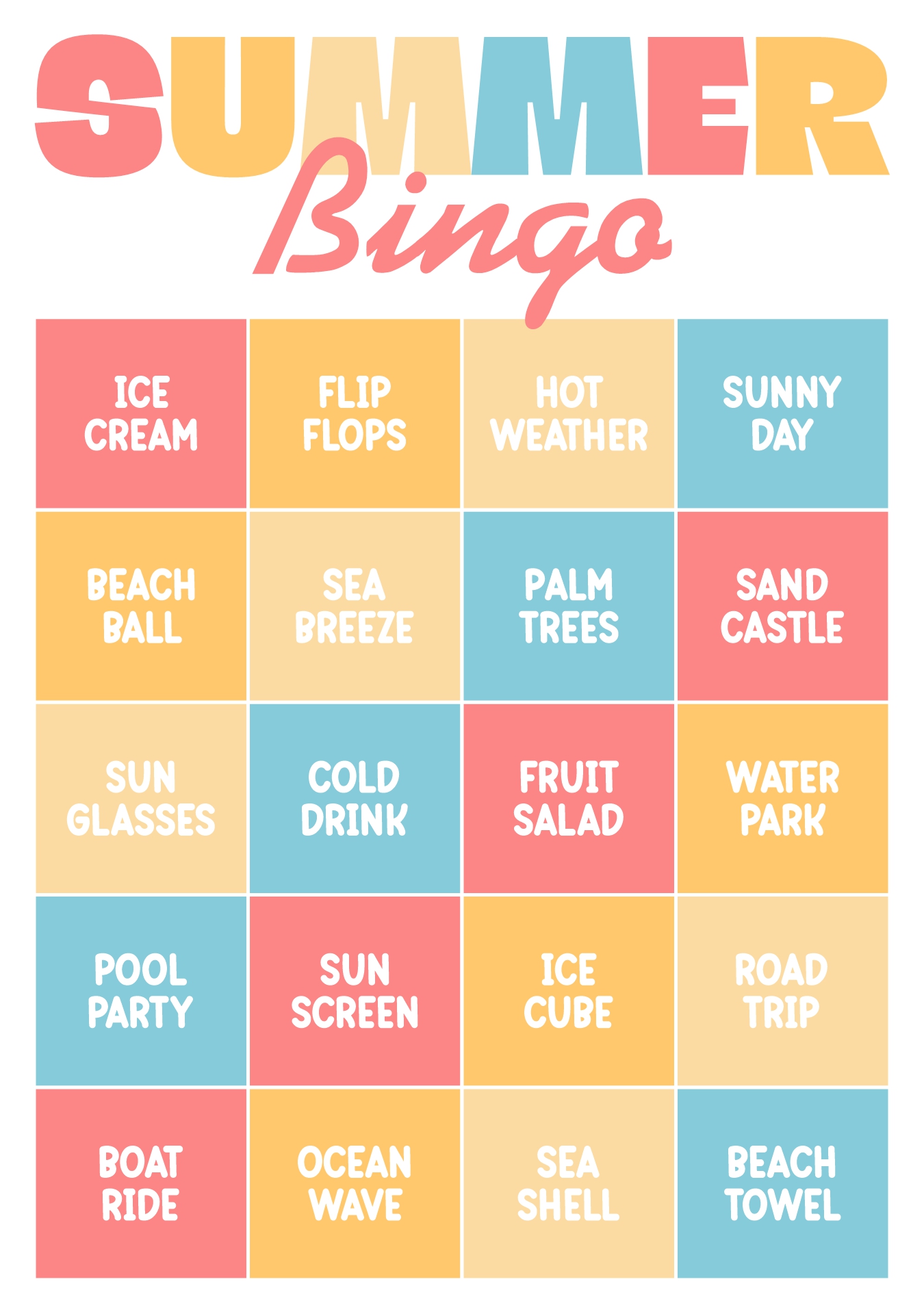 Printable Summer Bingo for Family Gatherings