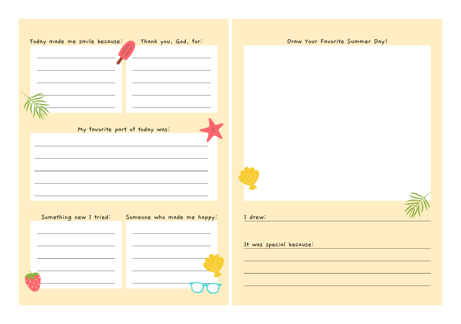 Printable Summer Journal for Kids