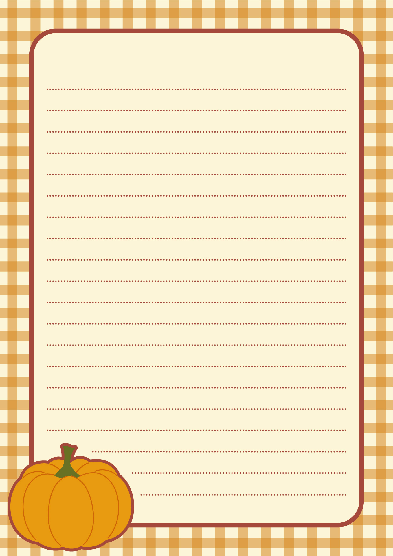 Printable Thanksgiving Lined Writing Paper