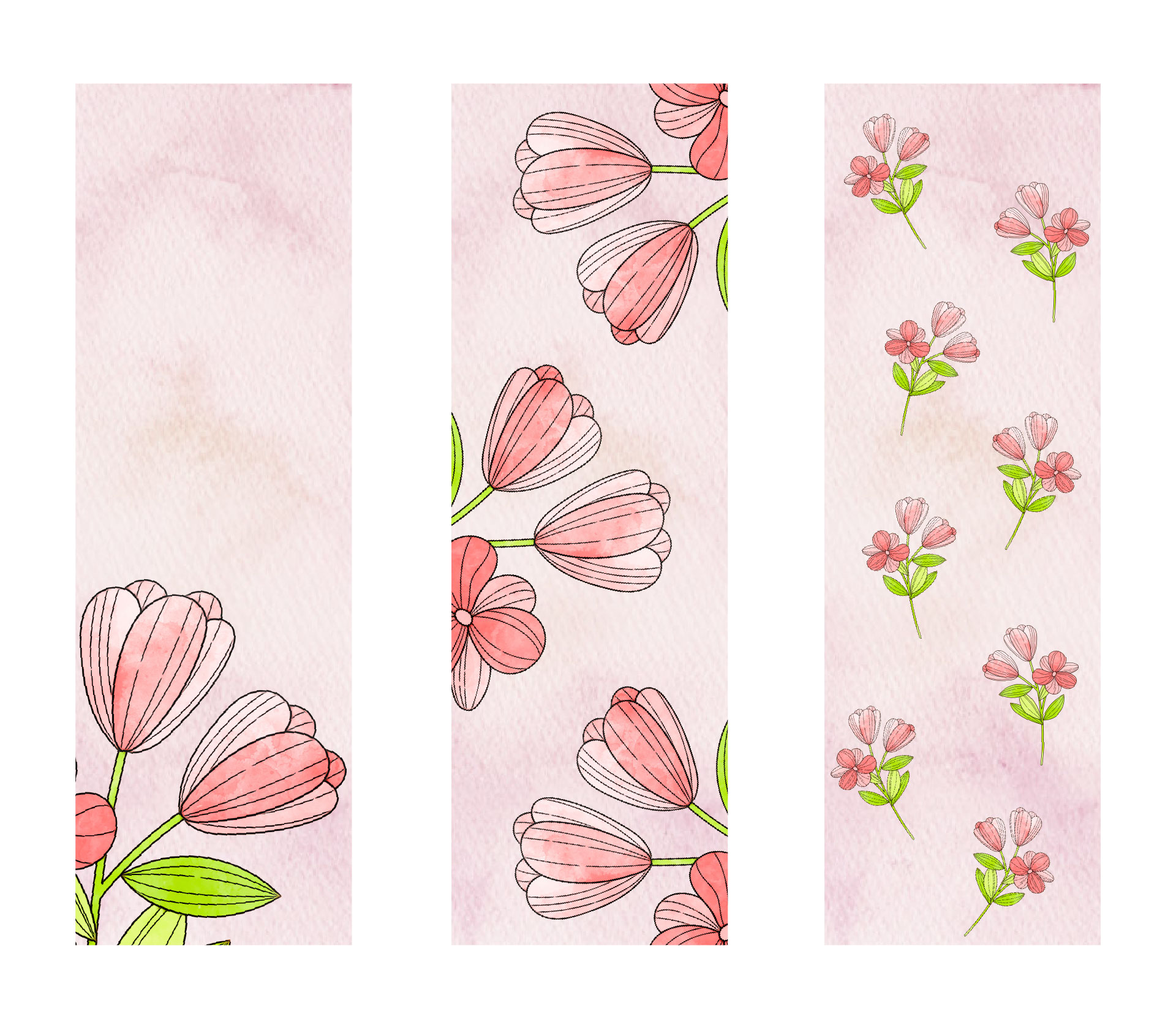 Printable Watercolor Flower Bookmarks