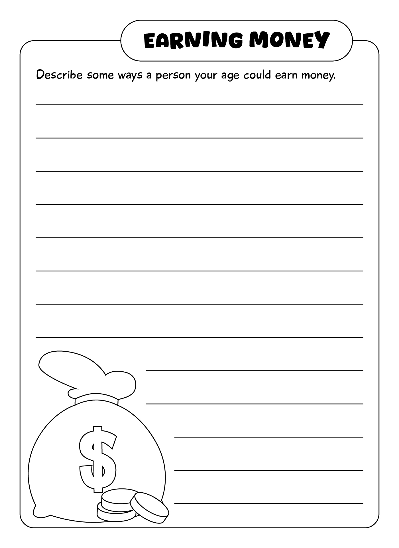 Printable Writing Activity for Adults