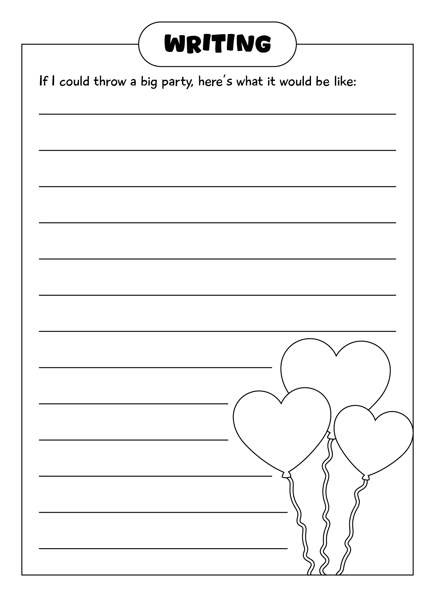 Printable Writing Activity for Kids