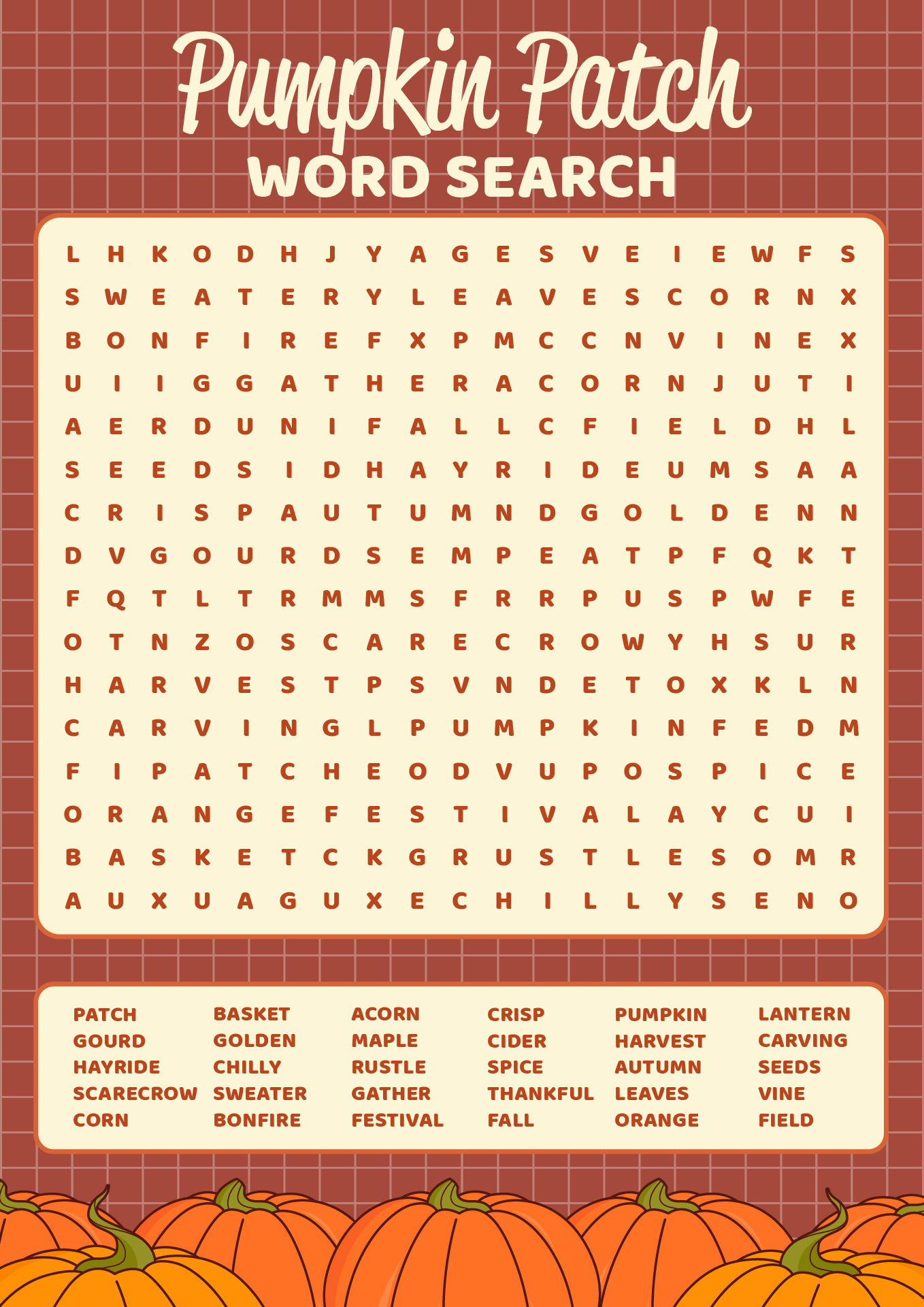 Pumpkin Patch Word Search Activity Sheets Pumpkin Patch Word Search Activity Sheets