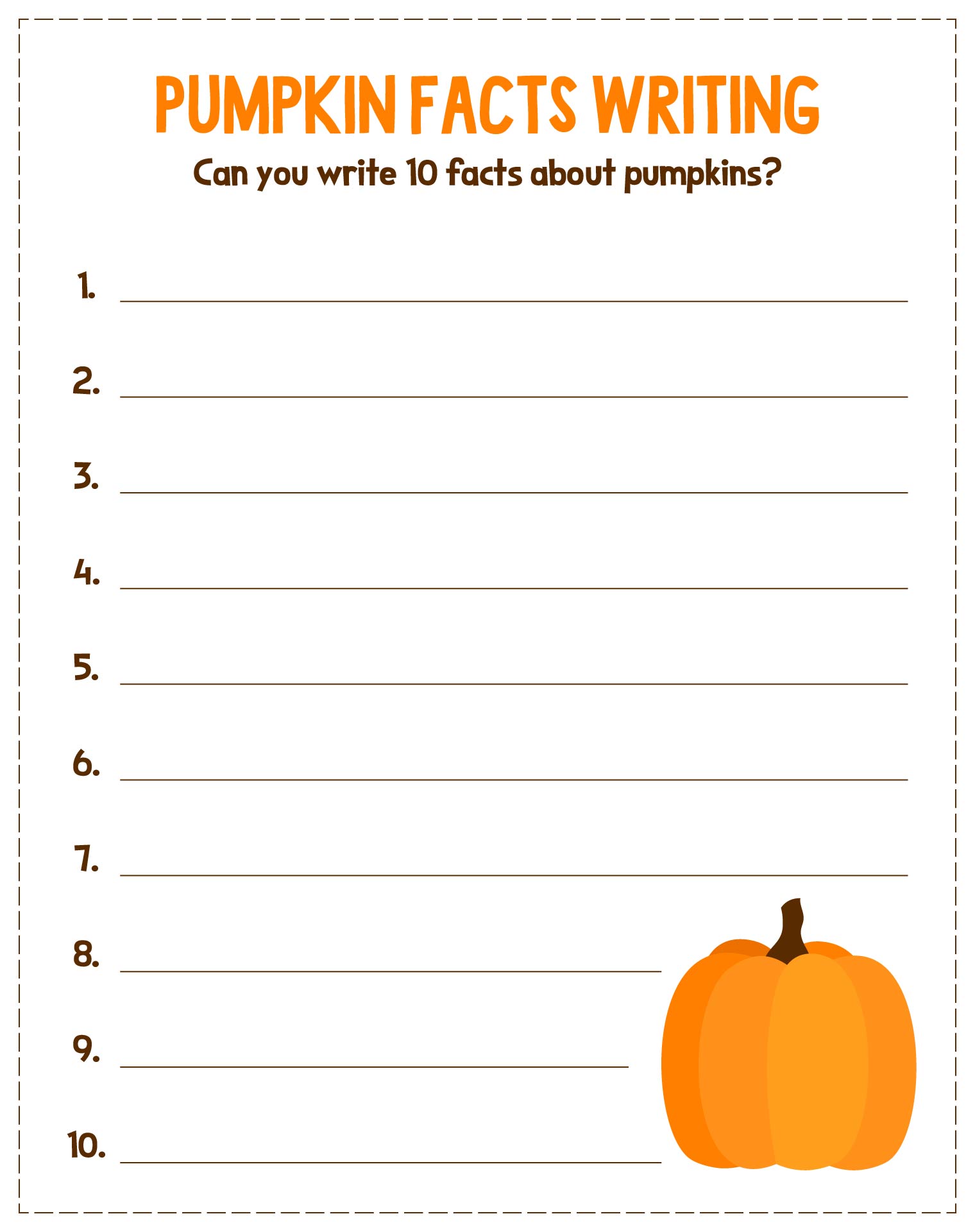 Pumpkin Theme Writing Practice