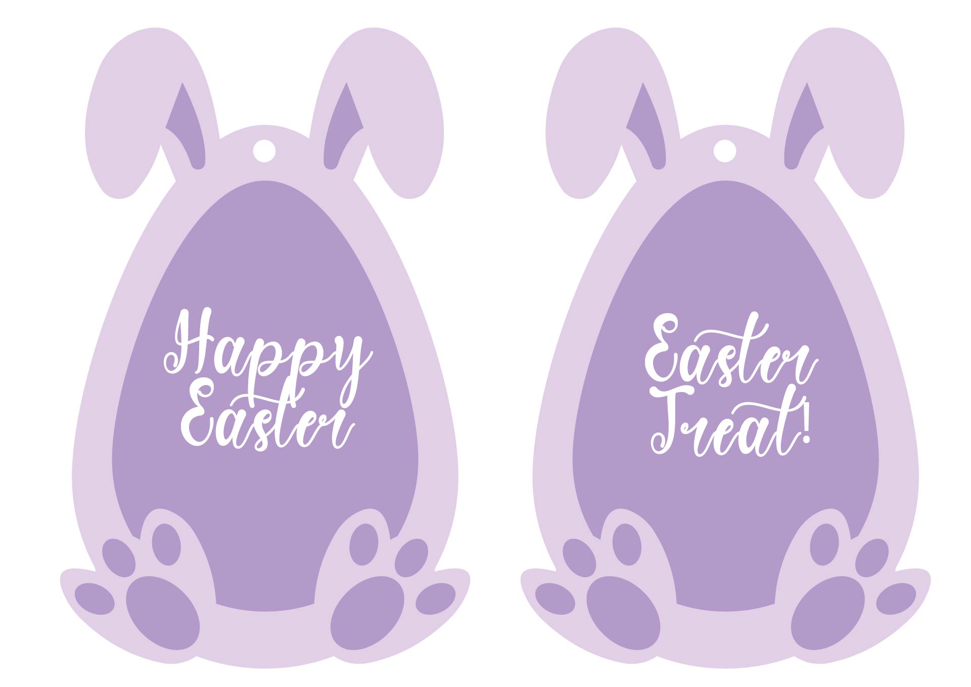 Purple Bunny Easter Basket Tags