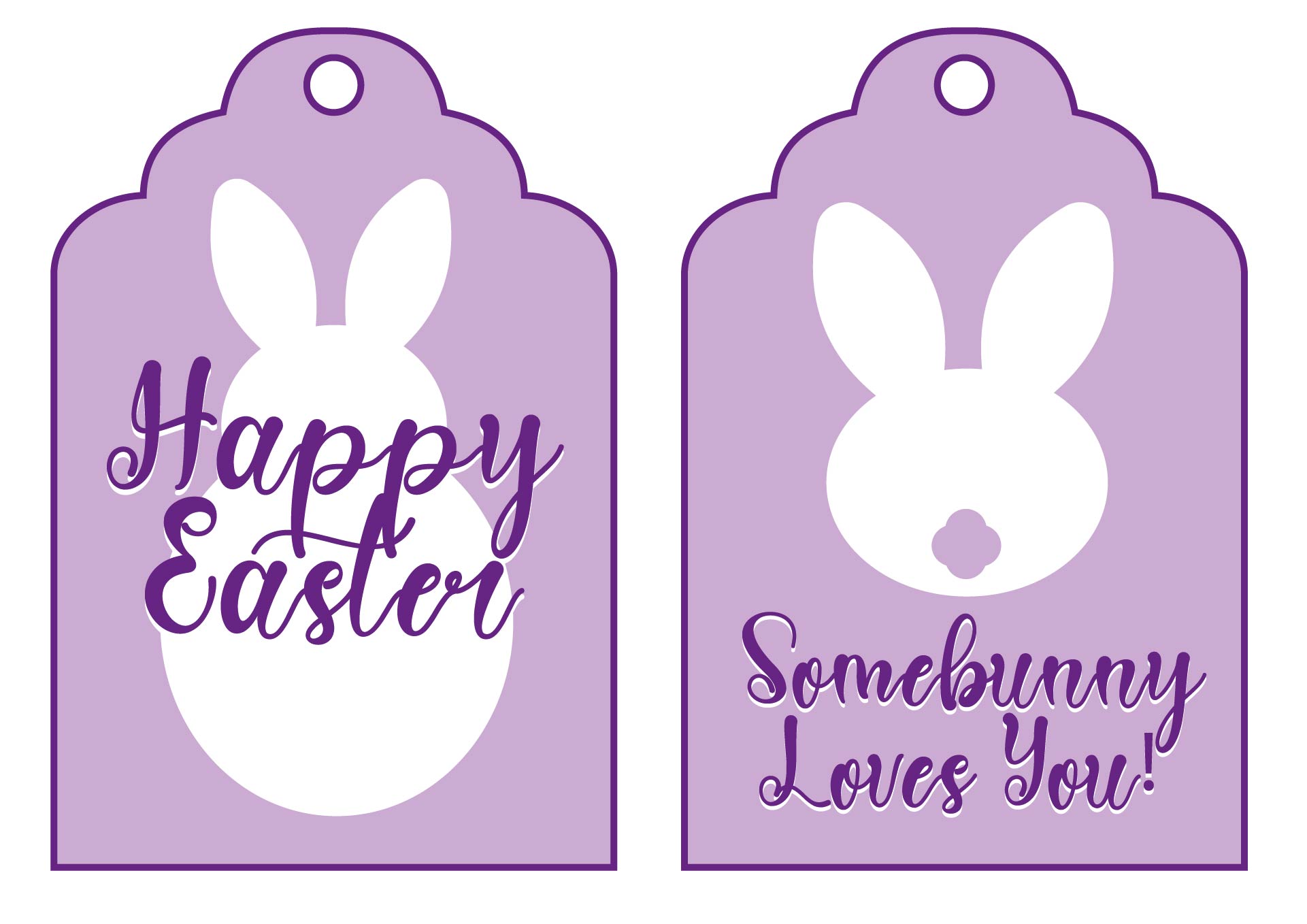 Purple Bunny Easter Favor Tags
