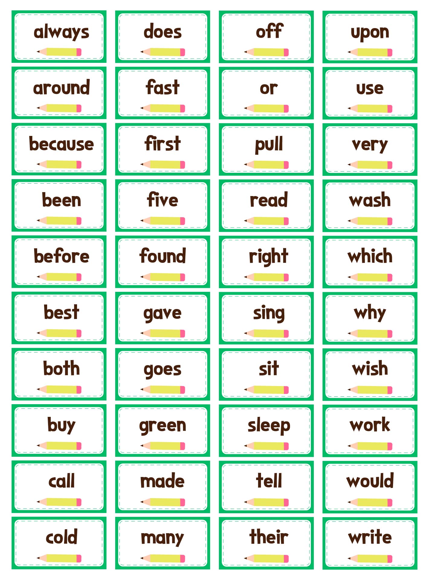 Second Grade Sight Words Flashcards Printable Second Grade Sight Words Flashcards Printable
