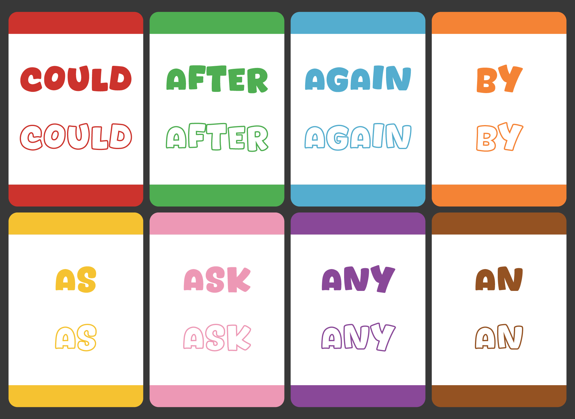 Sight Words for 1st Graders Flashcards