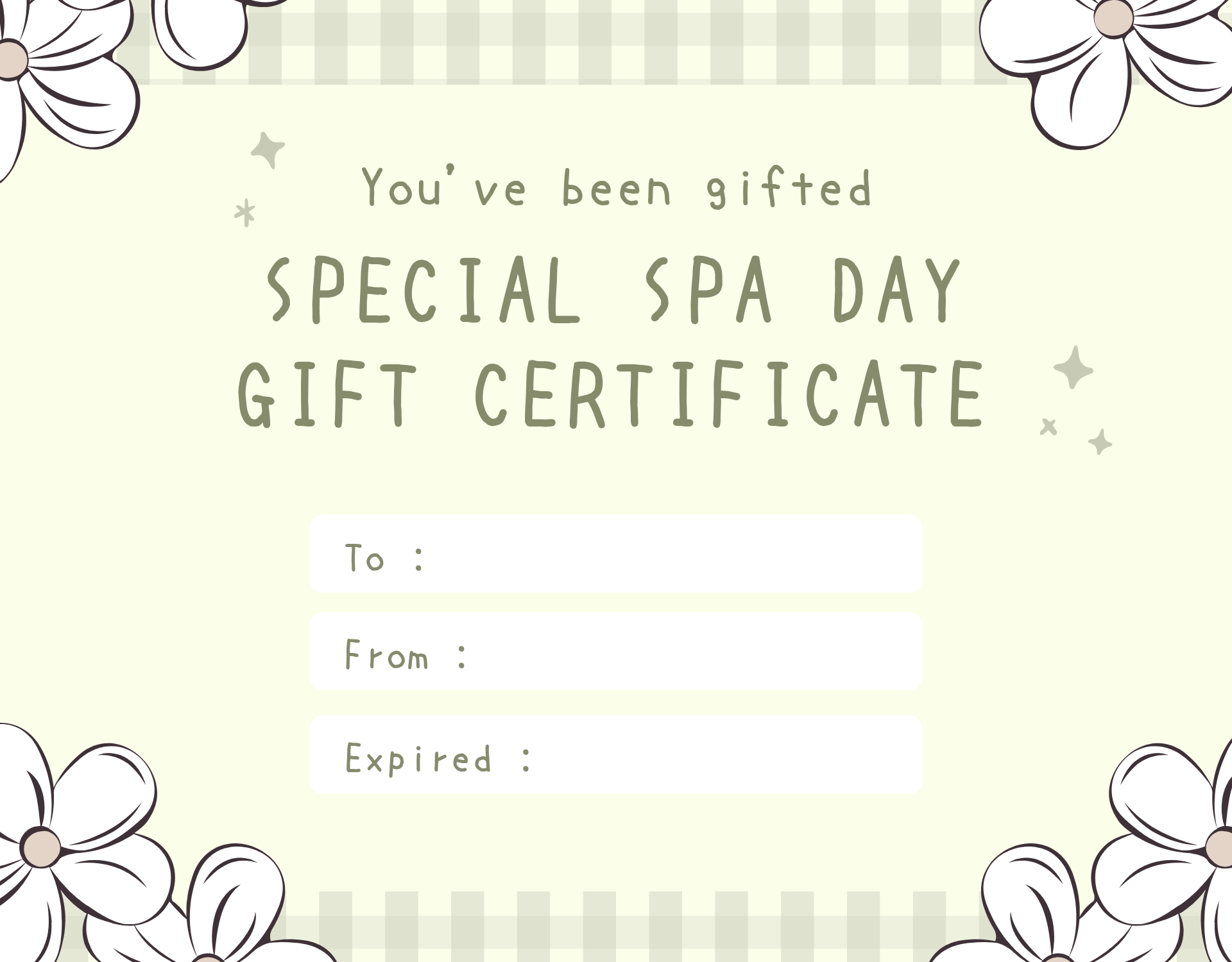 Spa Day Massage Gift Certificate Printable