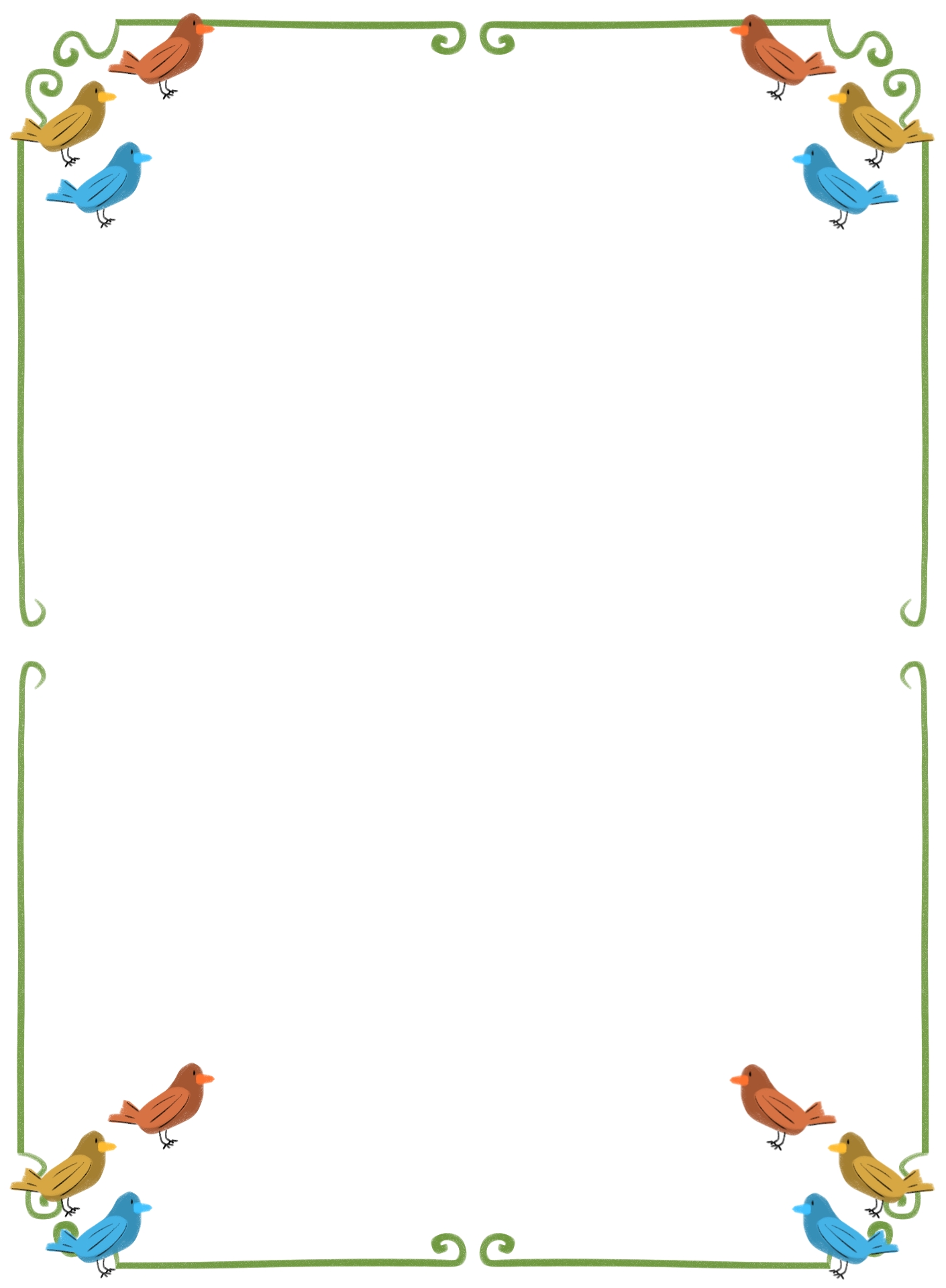 Springtime Bird Printable Paper Borders