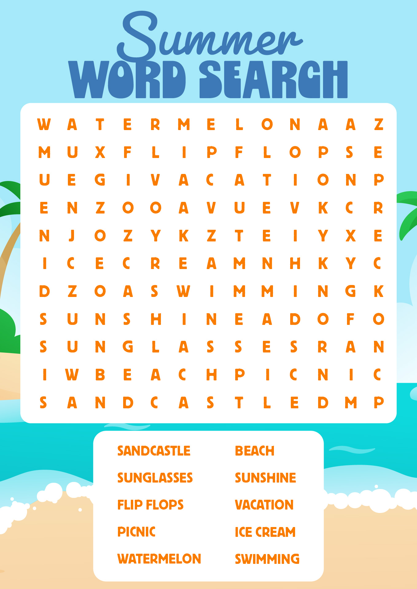 Summer Vocabulary Word Search Printables Summer Vocabulary Word Search Printables