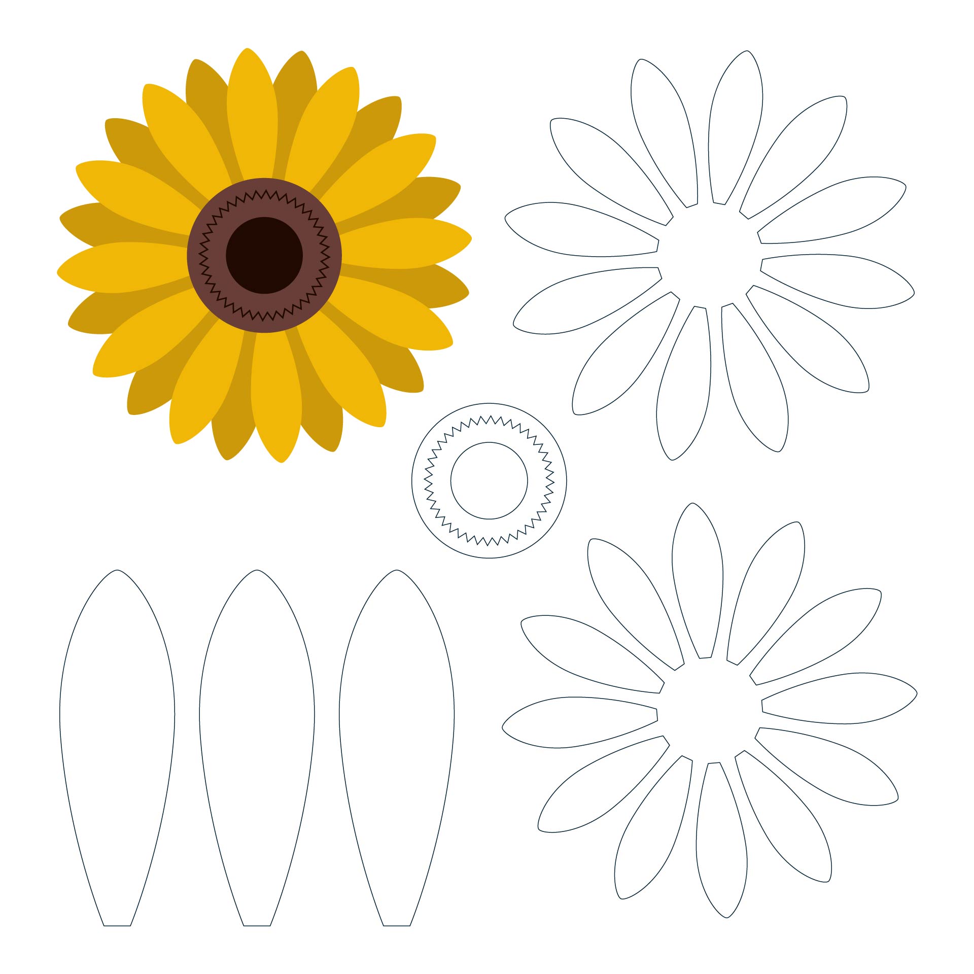 Sunflower Petal Cut Out Shapes