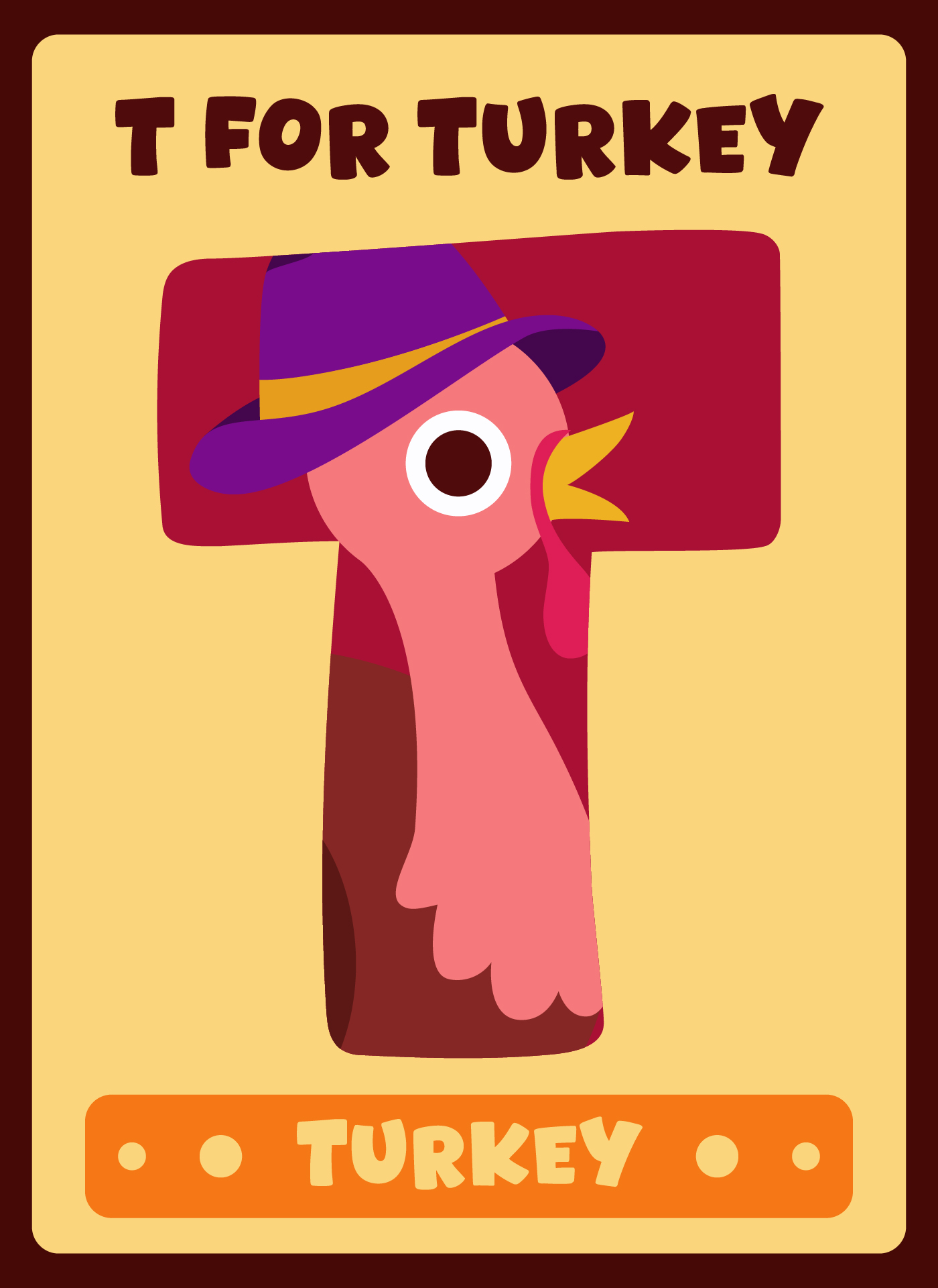 Thanksgiving Letter T Alphabet Flashcards
