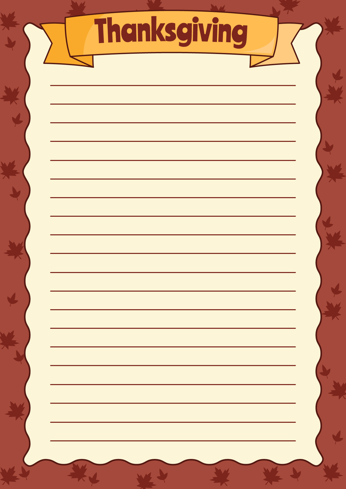 Thanksgiving Writing Paper Printable with Borders