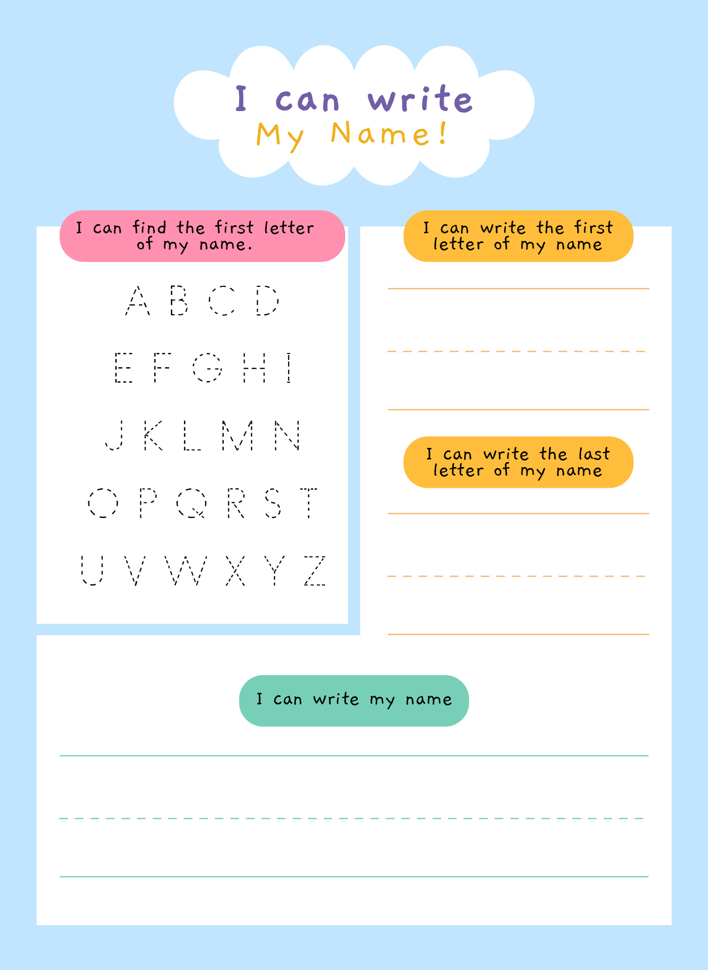 Trace My Name Alphabet Worksheet