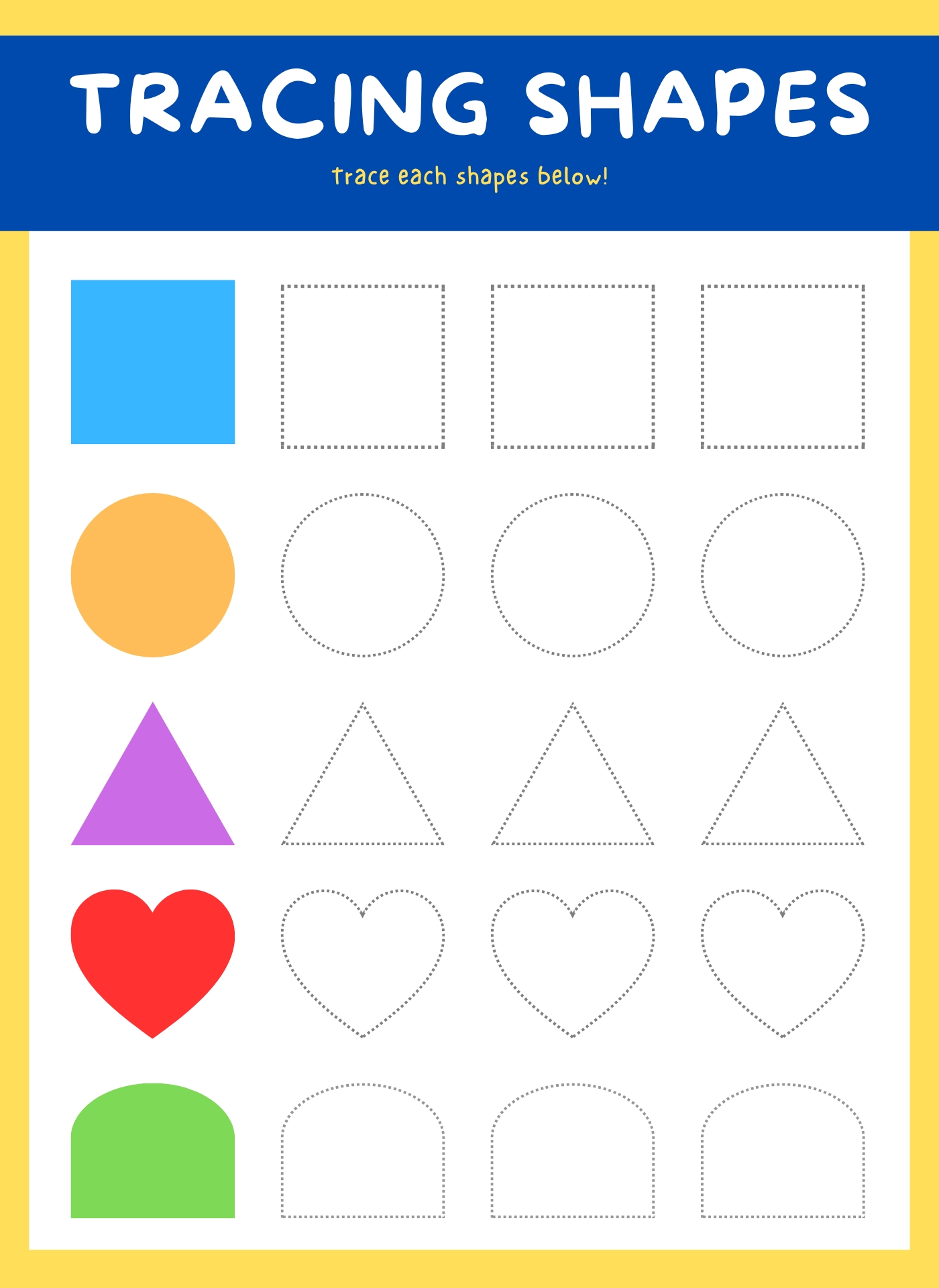 Traceable Geometric Shapes for Kids