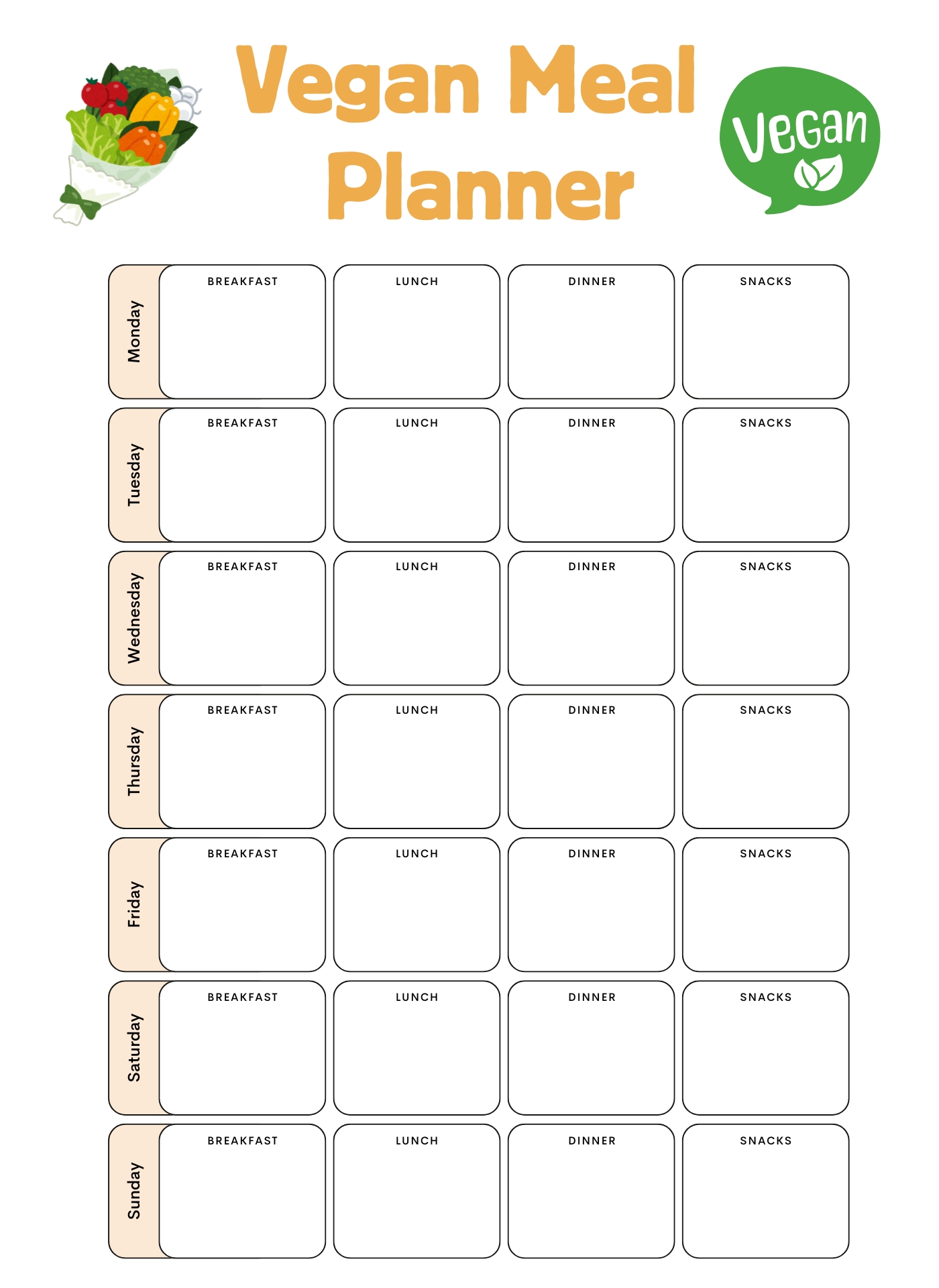 Vegetarian Meal Planner Printable Diary Vegetarian Meal Planner Printable Diary