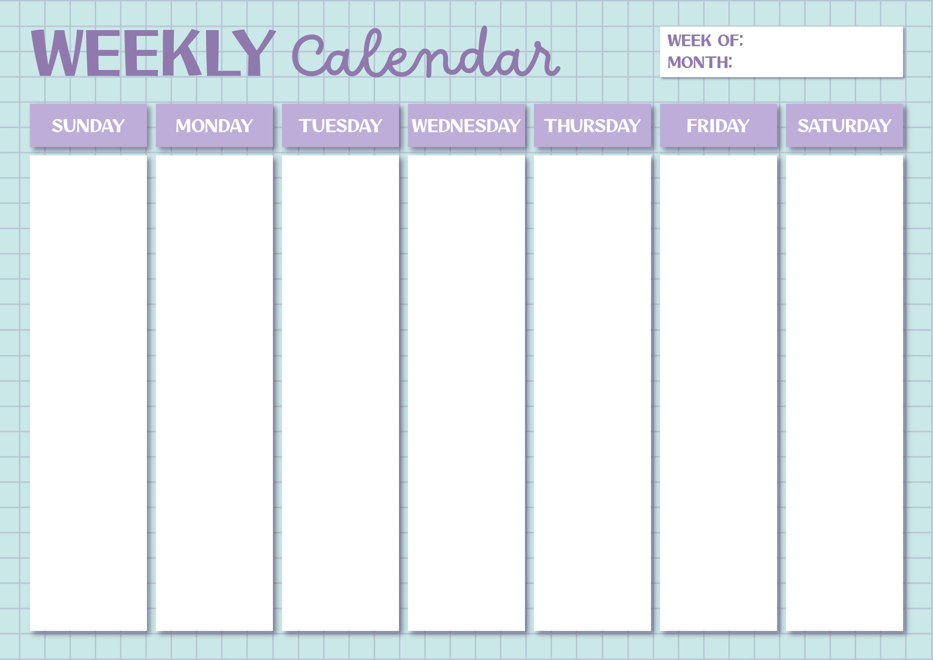Weekly Printable Calendar Schedule