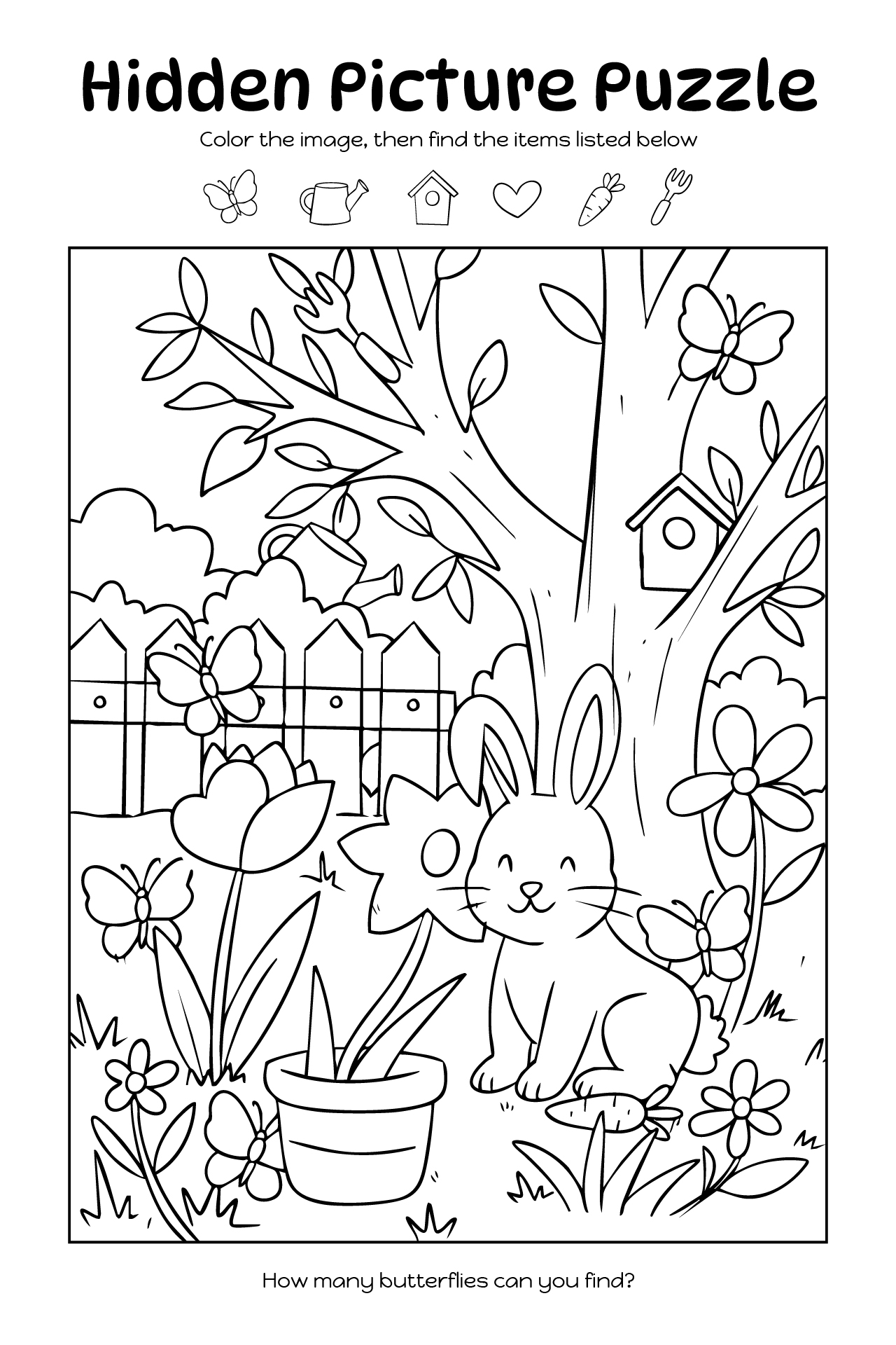 Hidden Picture Puzzle For Spring Activity