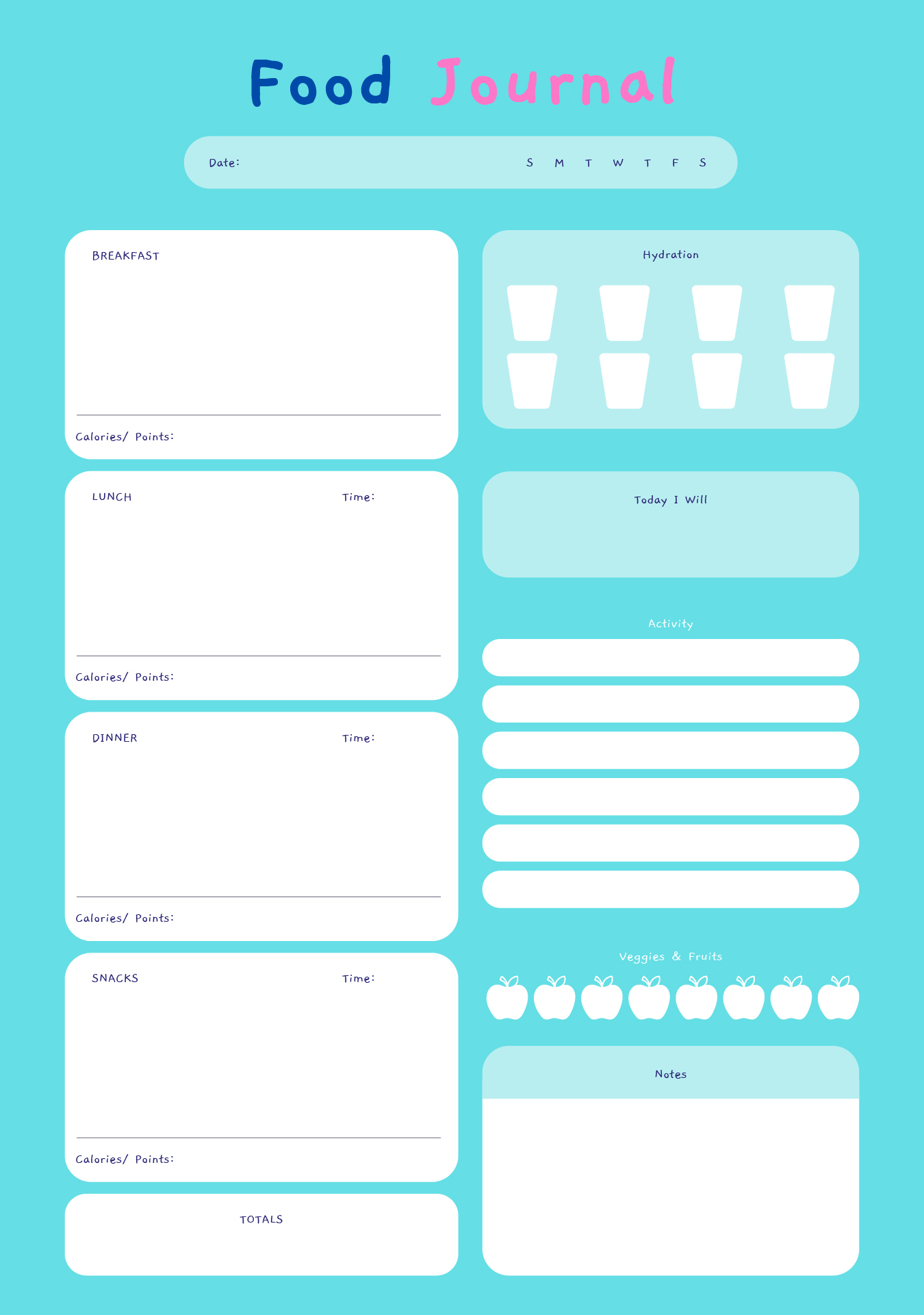Cute Food Journal Template