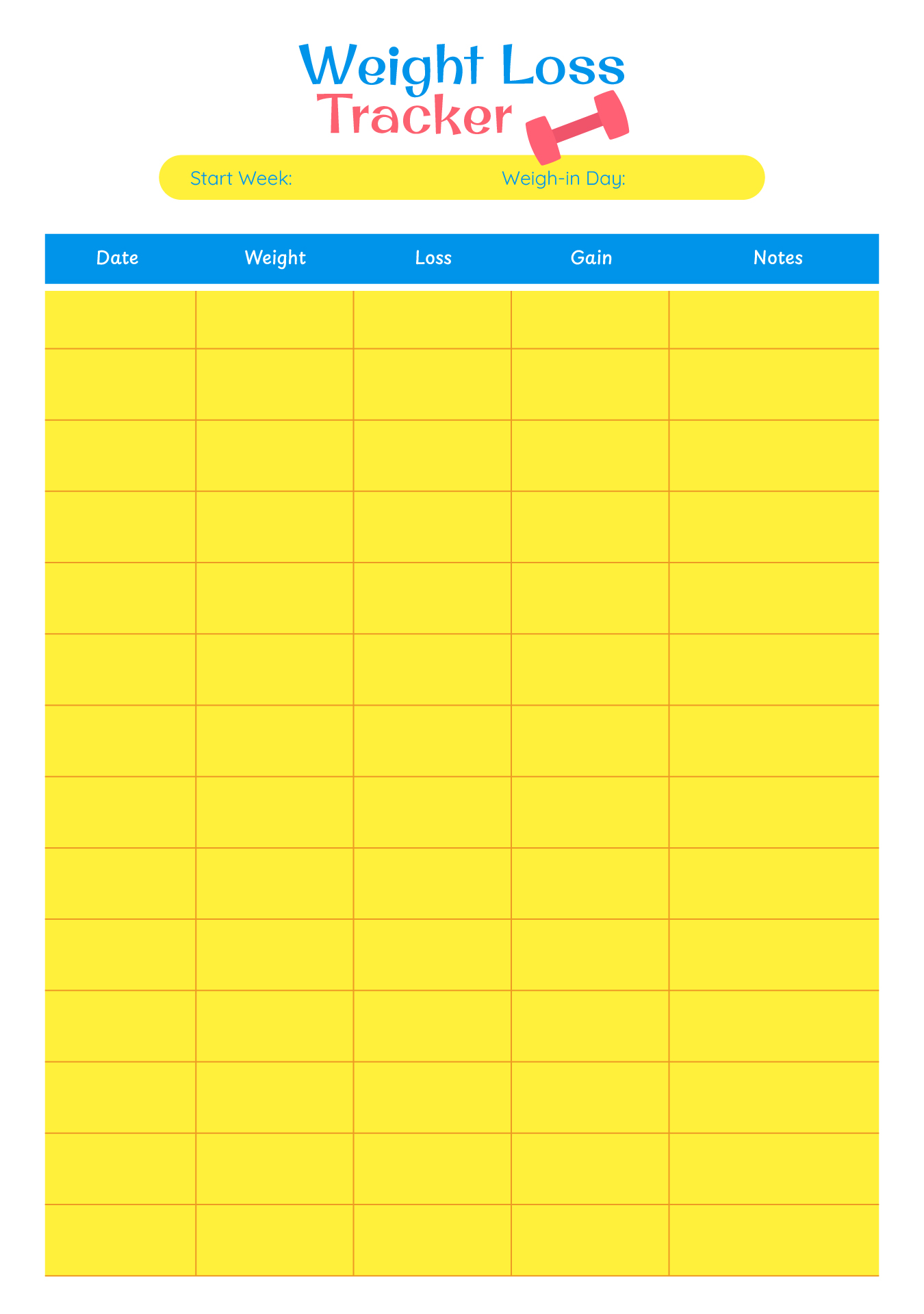 Weight Loss Bullet Journal Template