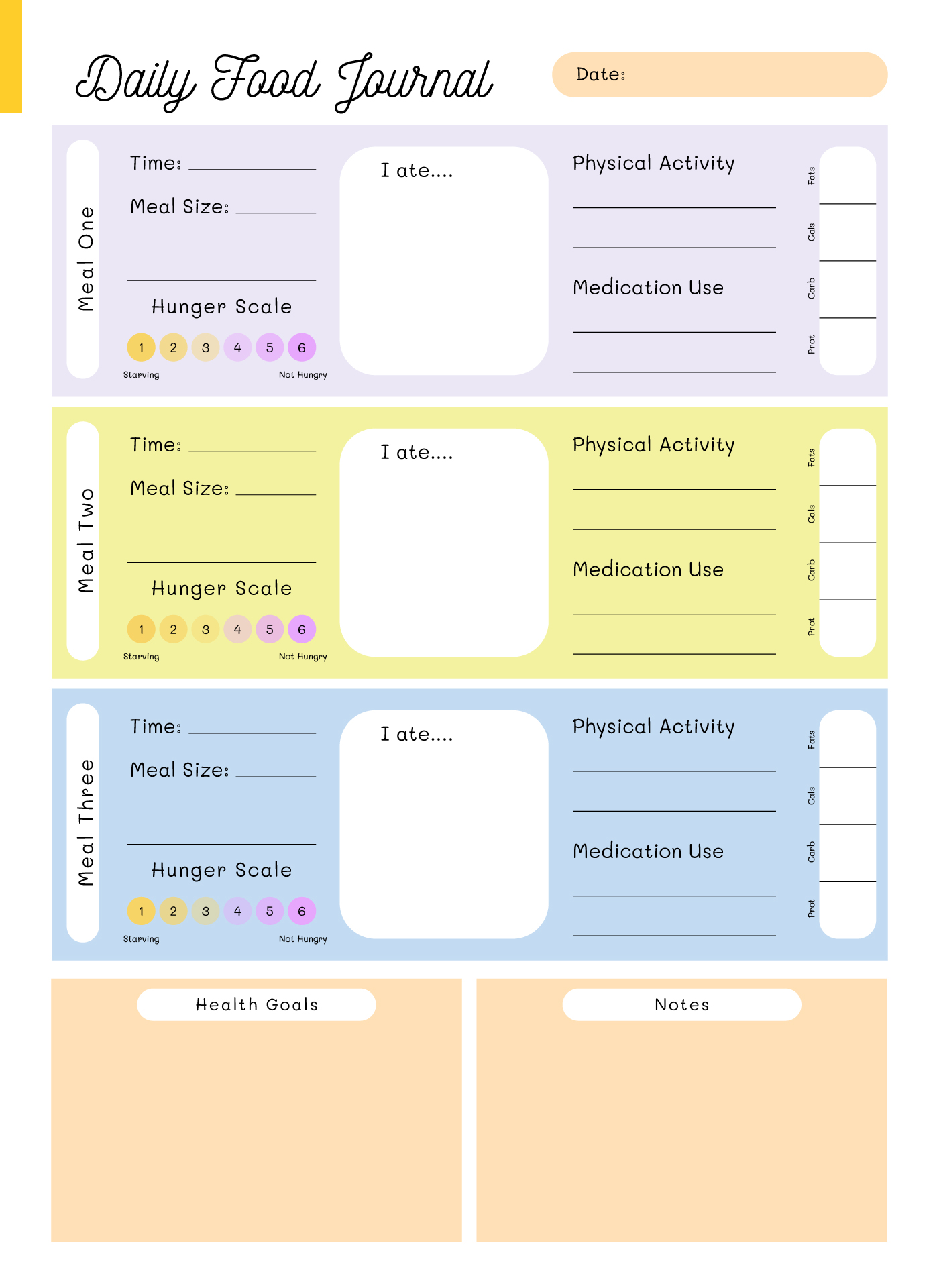 Journal Template For Food Diary Journal Template For Food Diary