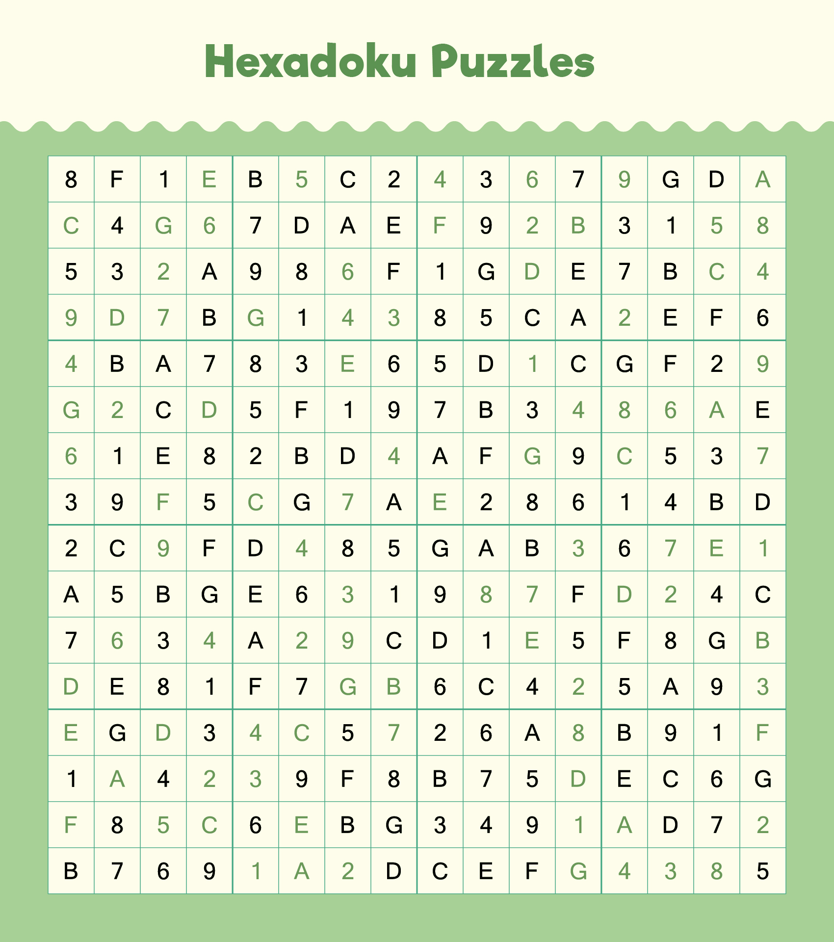 Printable Hexadoku Puzzles With Answers Printable Hexadoku Puzzles With Answers