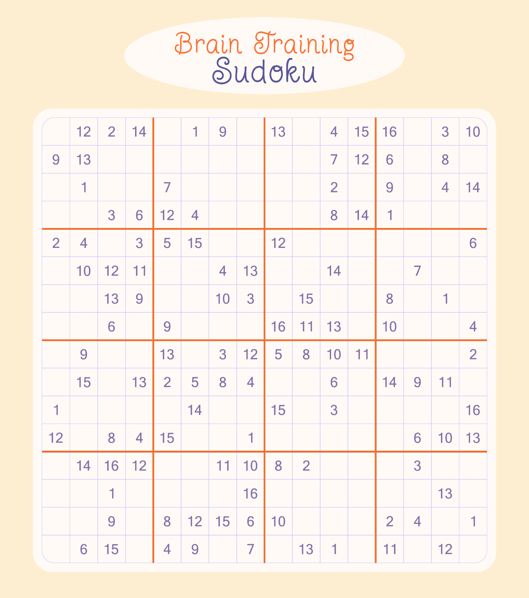 Brain Training Sudoku Printable Brain Training Sudoku Printable