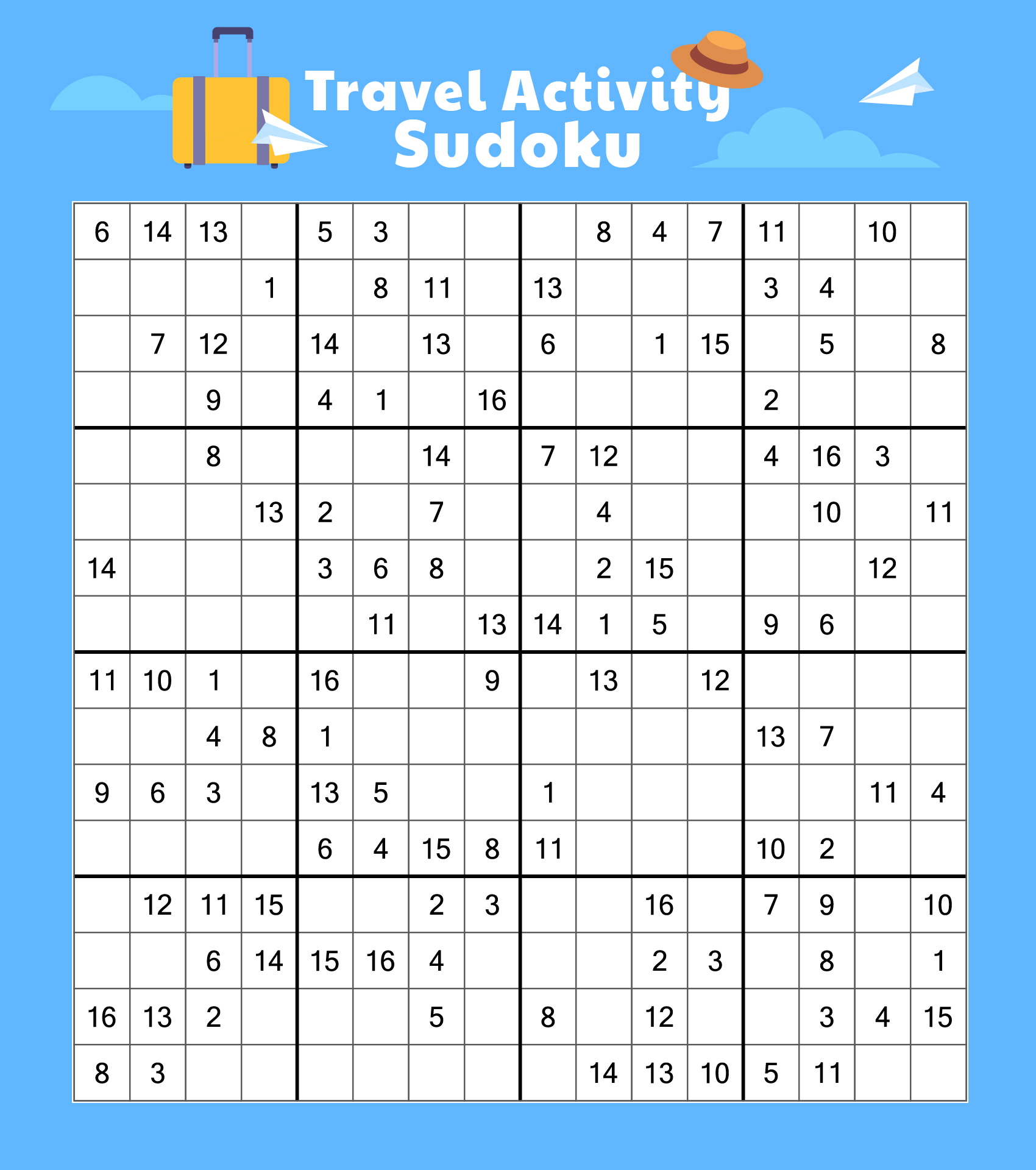 Travel Activity Printable Sudoku Travel Activity Printable Sudoku