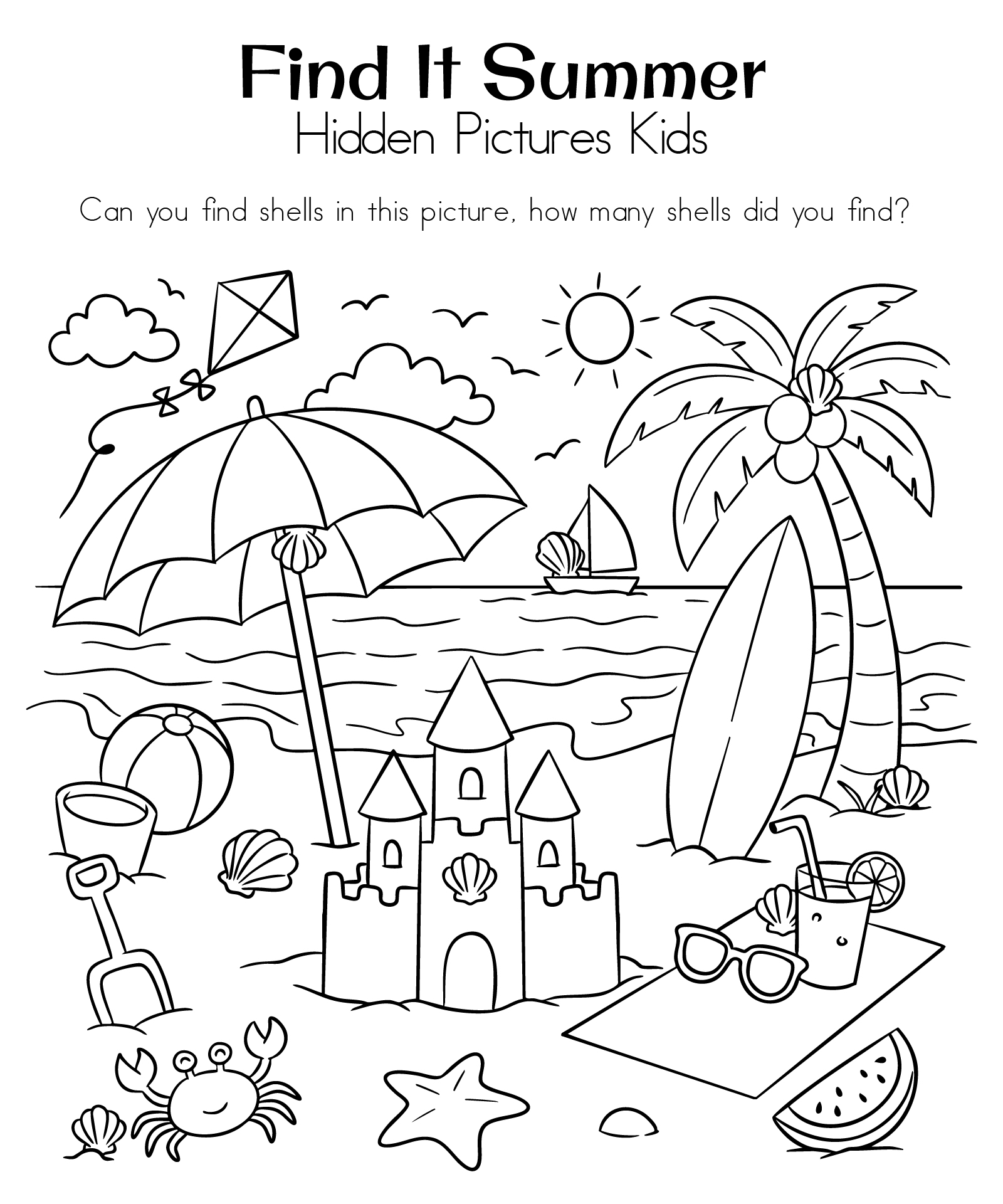 Find It Summer Hidden Picture For Kids Find It Summer Hidden Picture For Kids