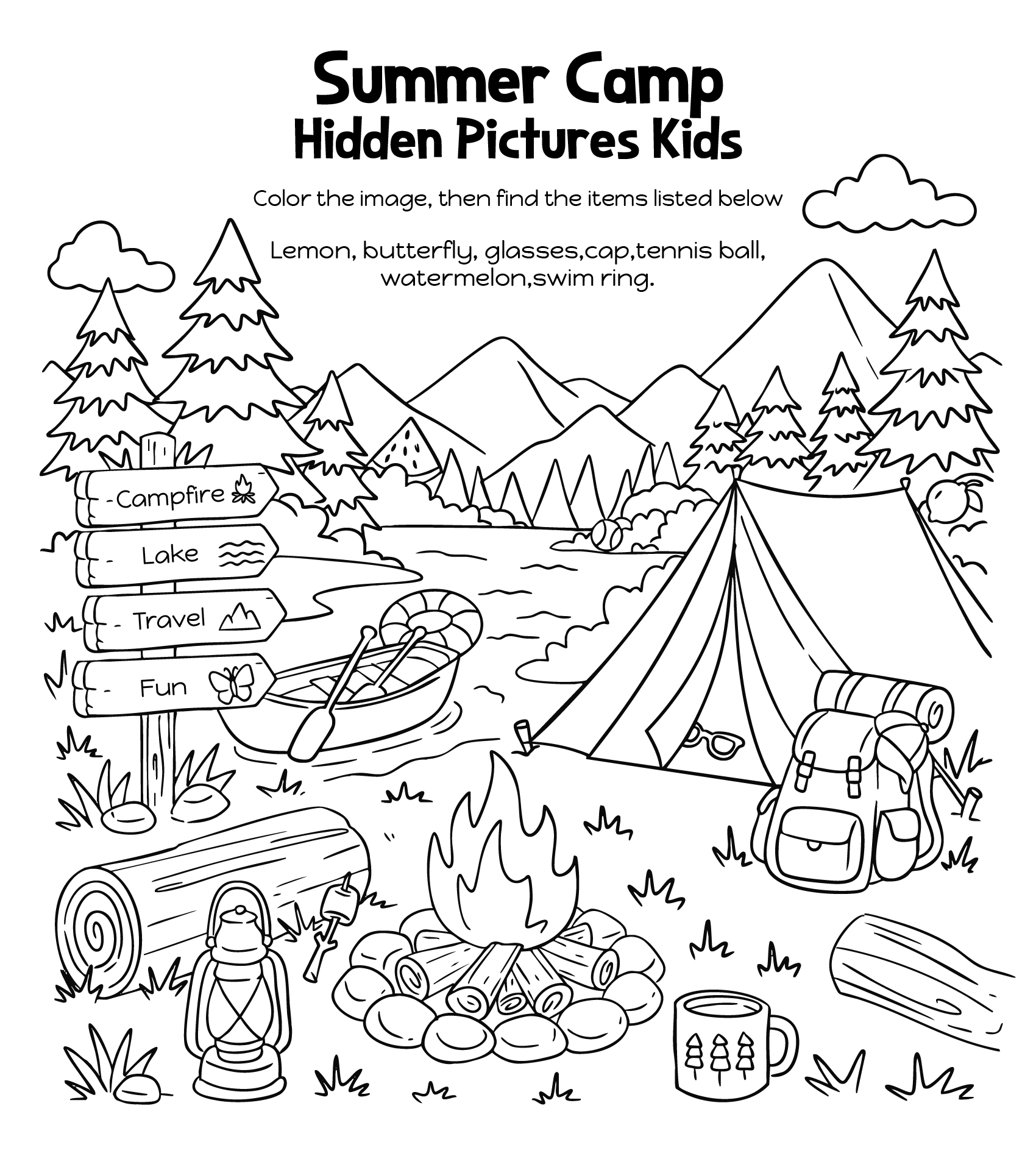 Summer Camp Hidden Pictures Kids Activity Summer Camp Hidden Pictures Kids Activity