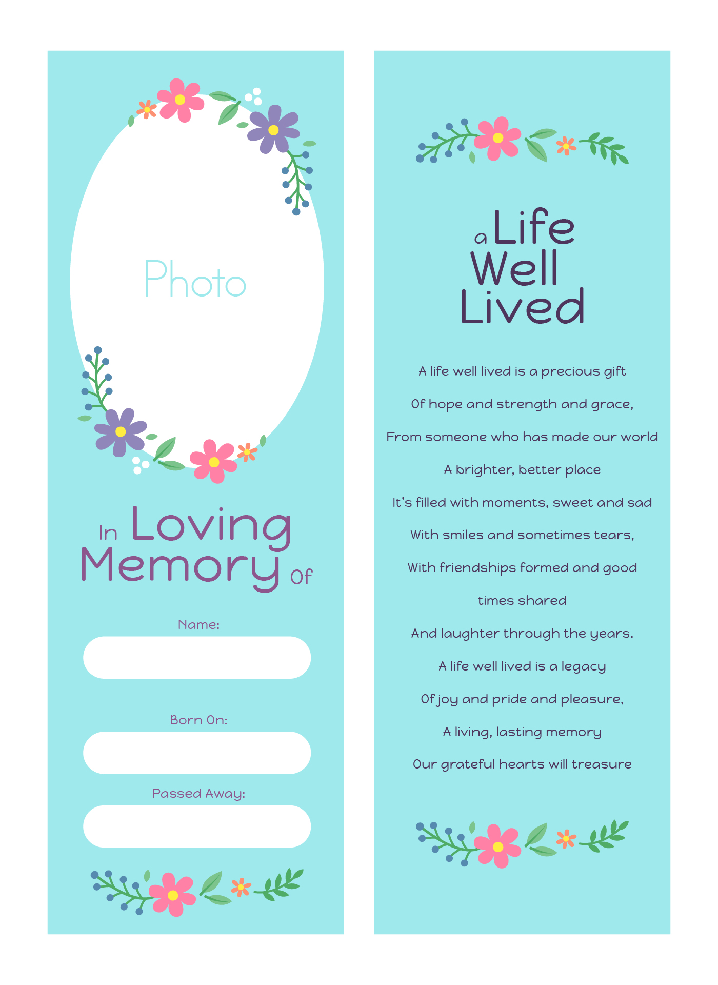 Memorial Bookmark Template Lovely Bliss Memorial Bookmark Template Lovely Bliss