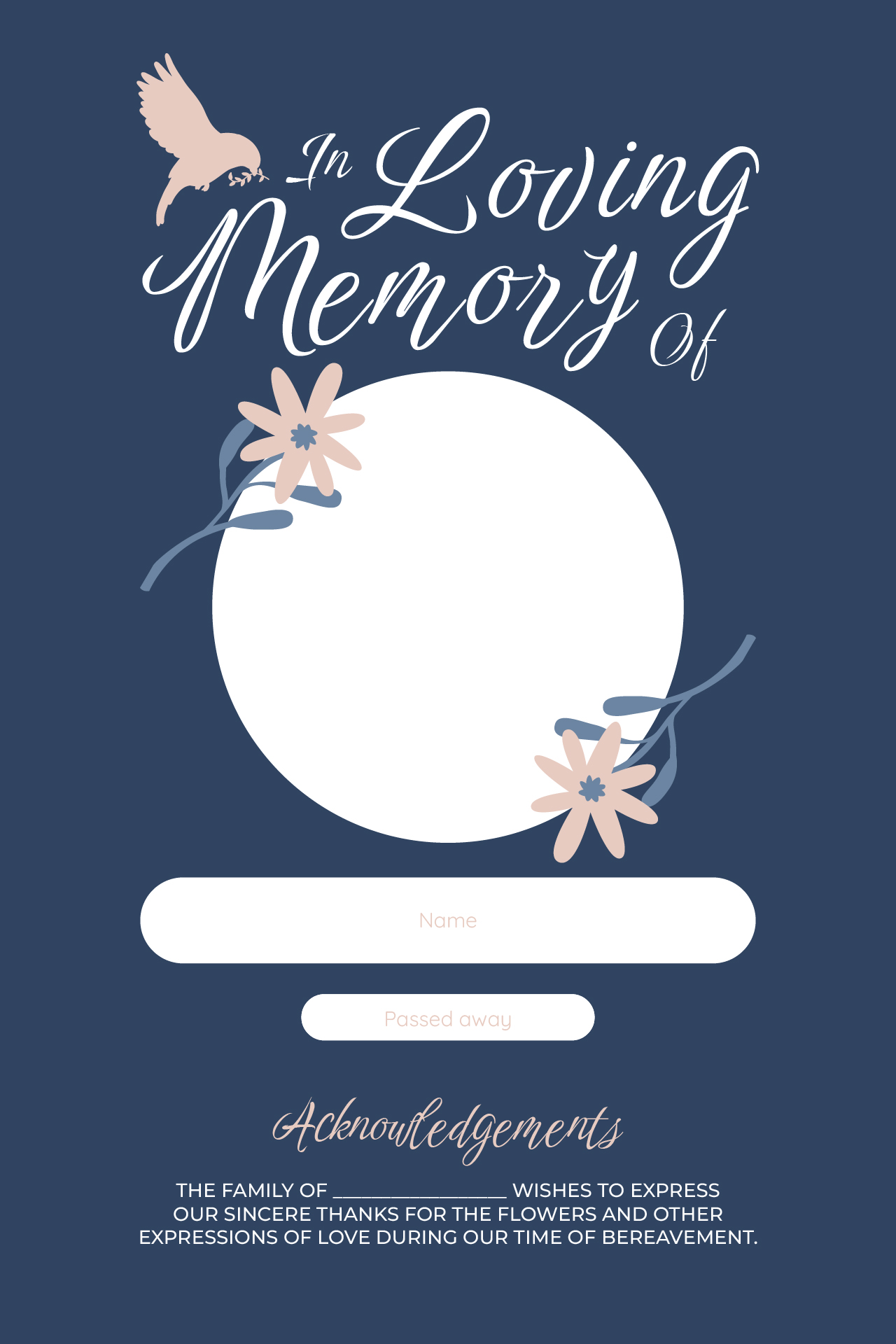 In Loving Memory Funeral Card Templates