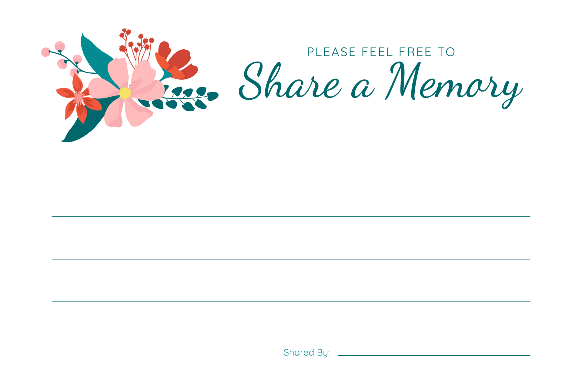 Memorial Share A Memory Card Template