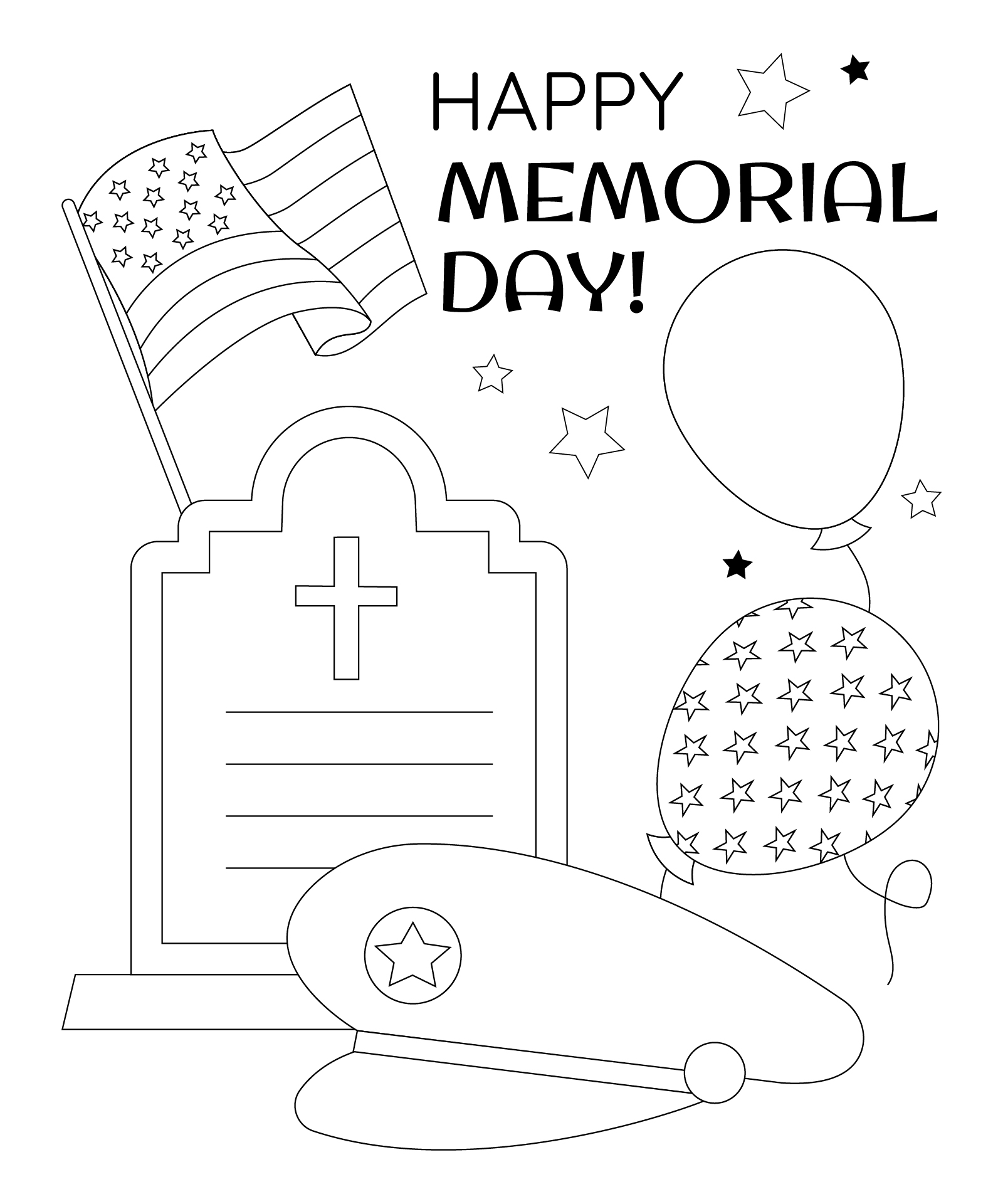 Memorial Day Coloring Page Template Activity