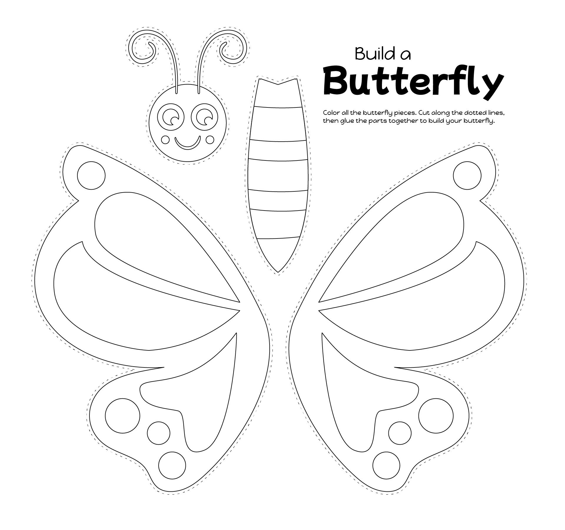 Butterfly Color Cut And Paste Printable Spring