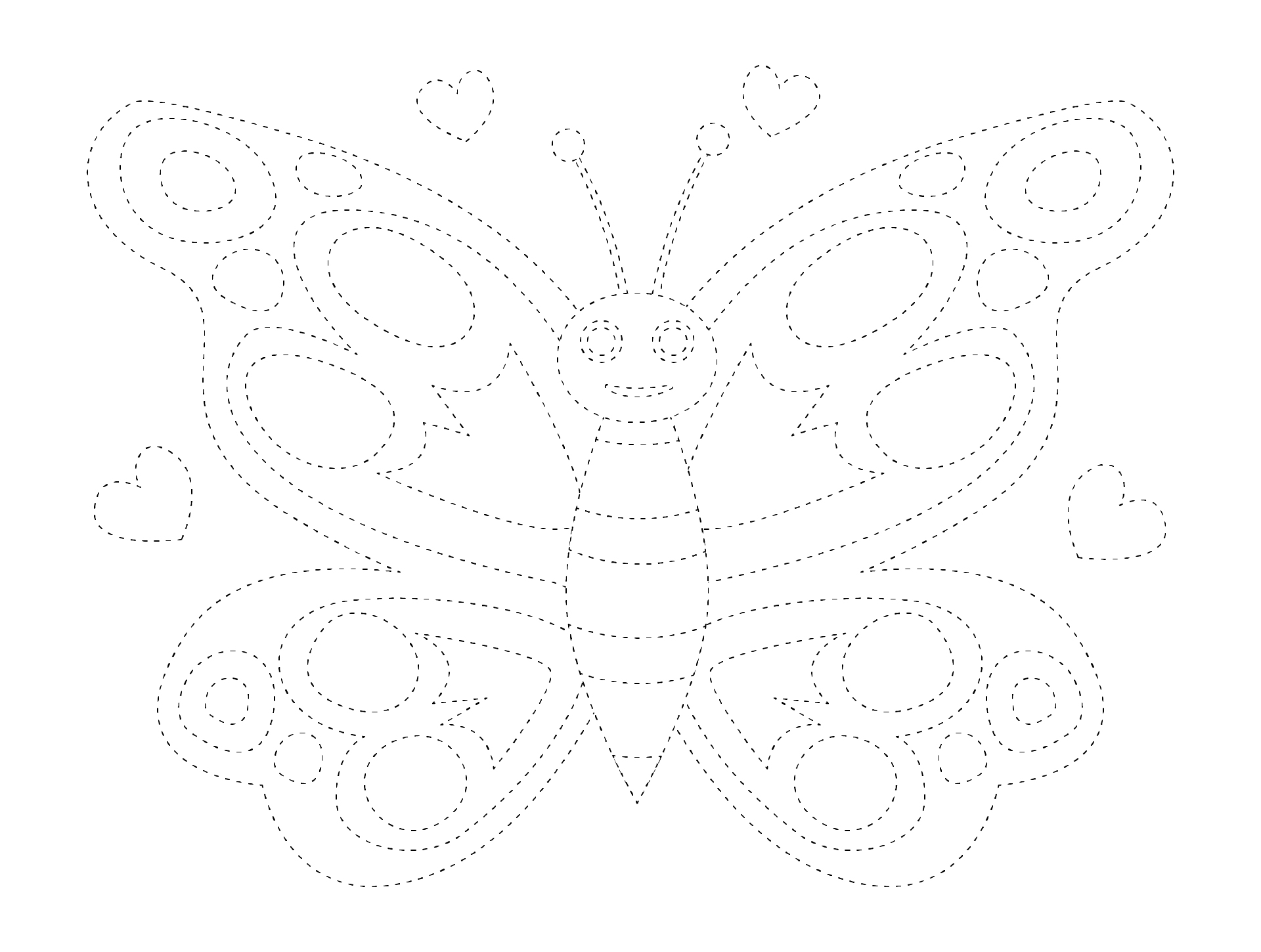 Butterfly Tracing Coloring Worksheet For Preschool
