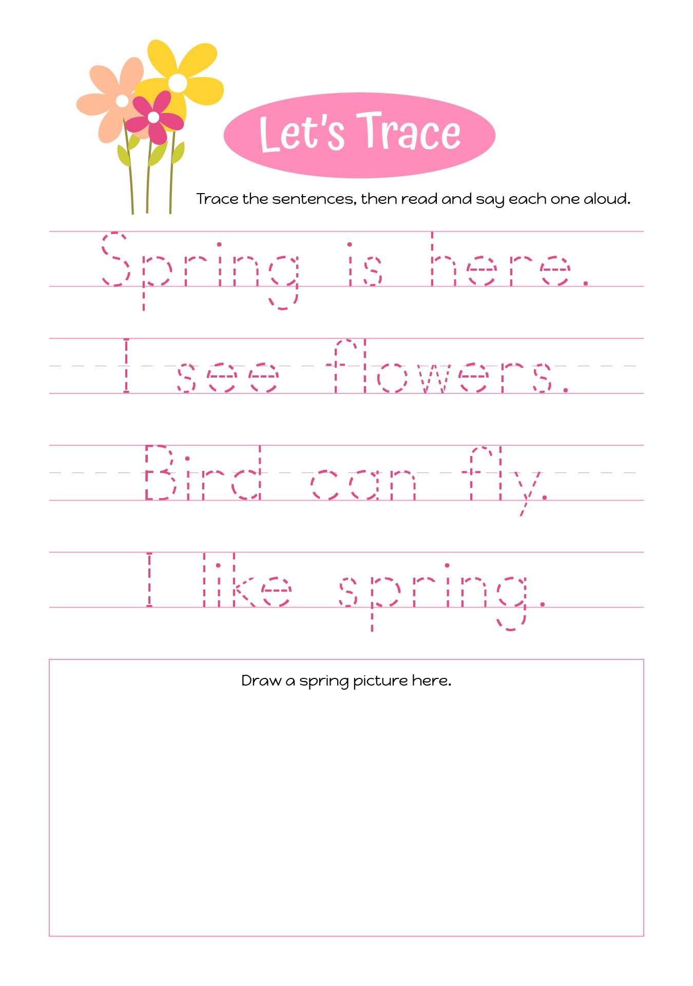 Spring Writing Practice Worksheet
