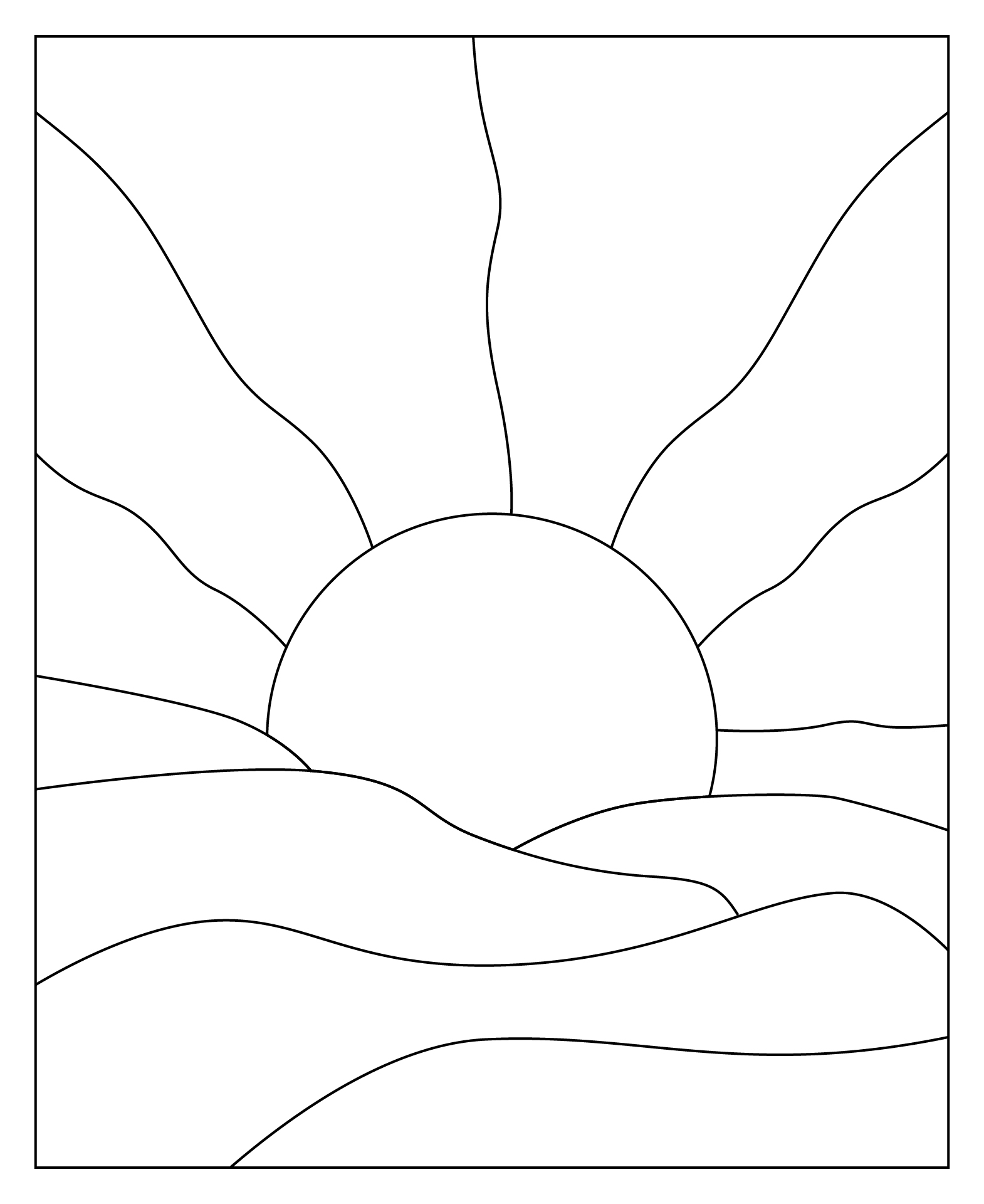 Simple Sunrise Stained Glass Pattern Simple Sunrise Stained Glass Pattern