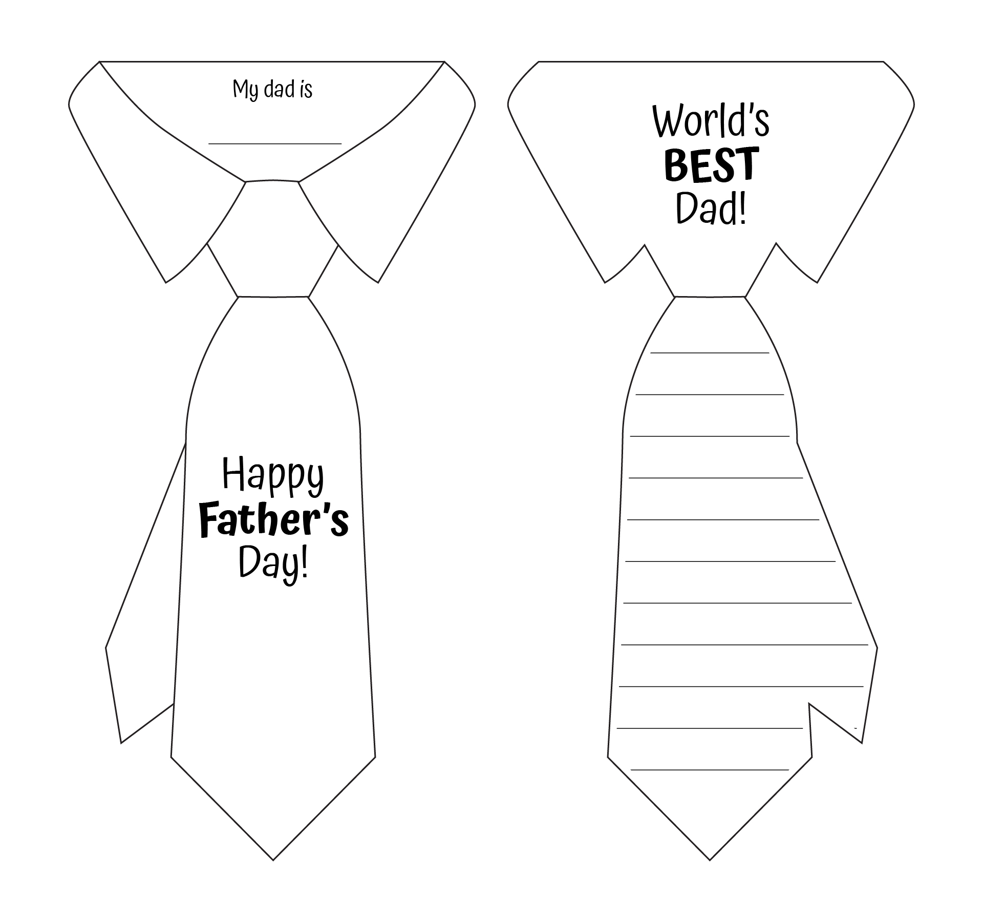 Fathers Day Necktie Template Greeting Card