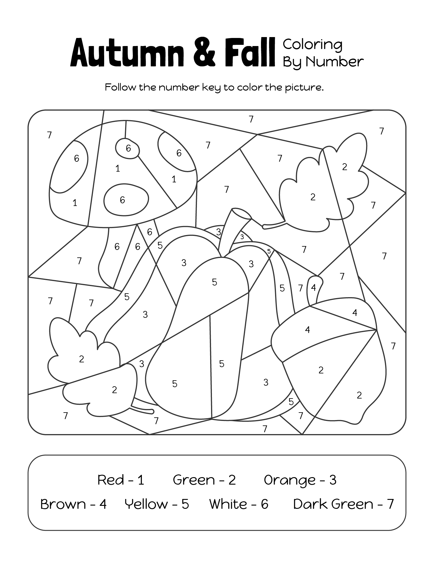 Autumn & Fall Coloring By Number Easy