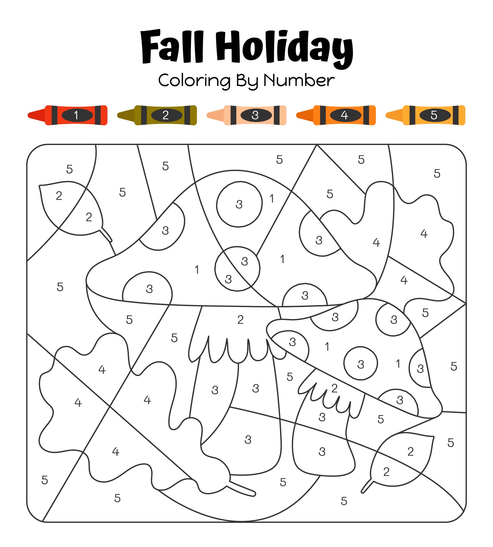 1st Grade Fall Color By Number Activity Worksheet