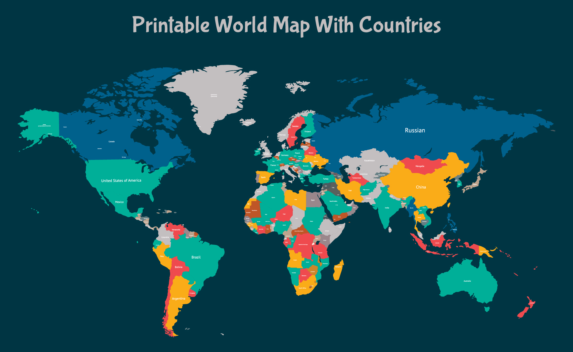 Political World Map Poster