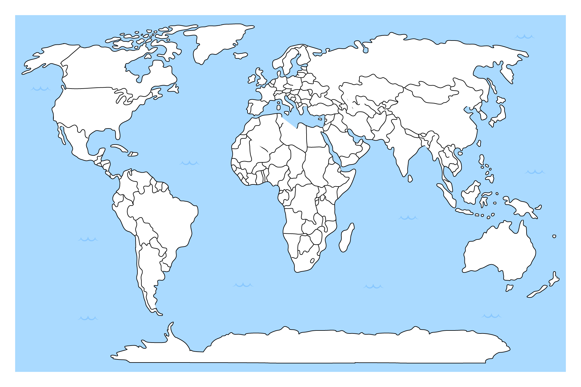 Blank World Map With Borders