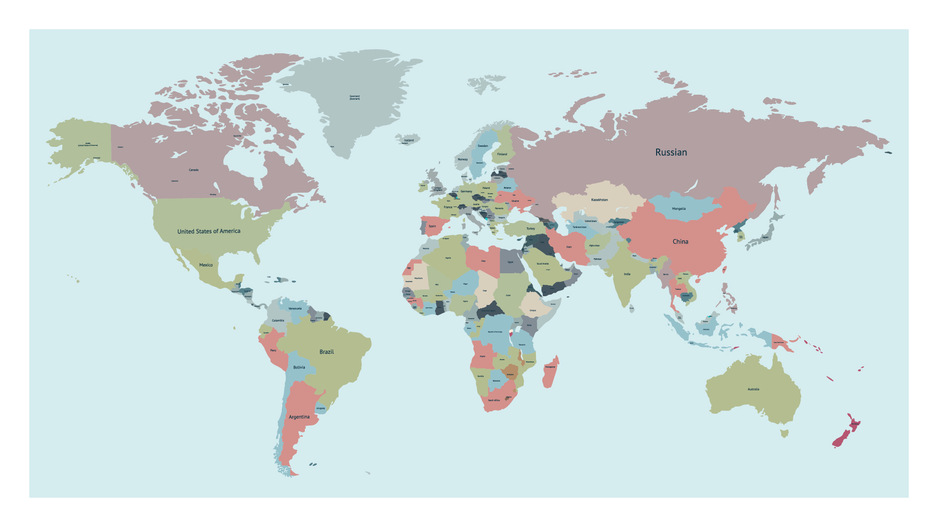 World Map With Countries & Capitals