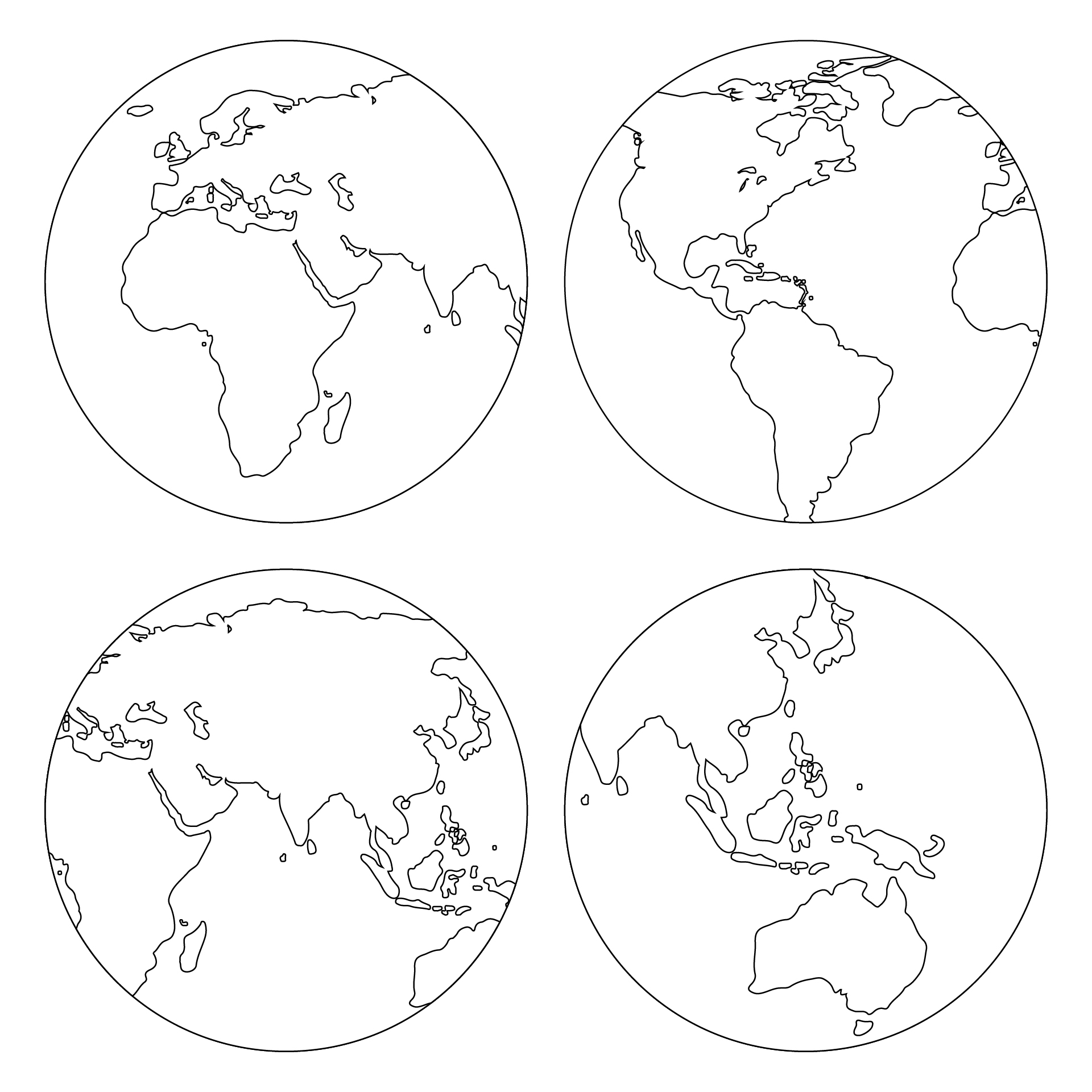 Earth Globe Coloring For Kids