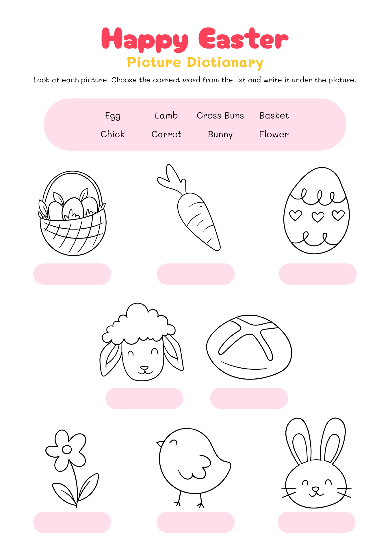 Happy Easter Picture Dictionary Worksheet Happy Easter Picture Dictionary Worksheet