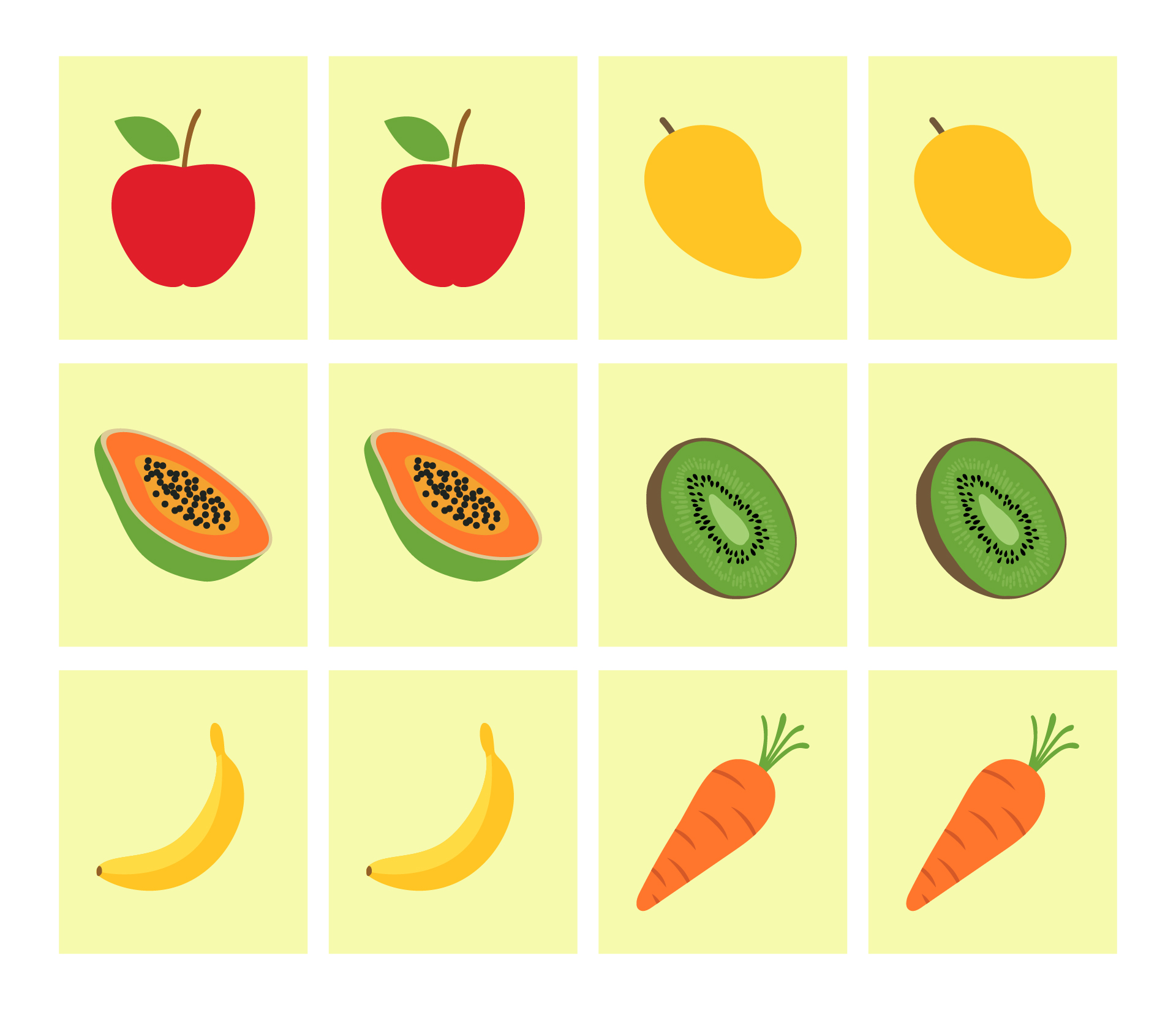 Fruit Memory Game For Kids